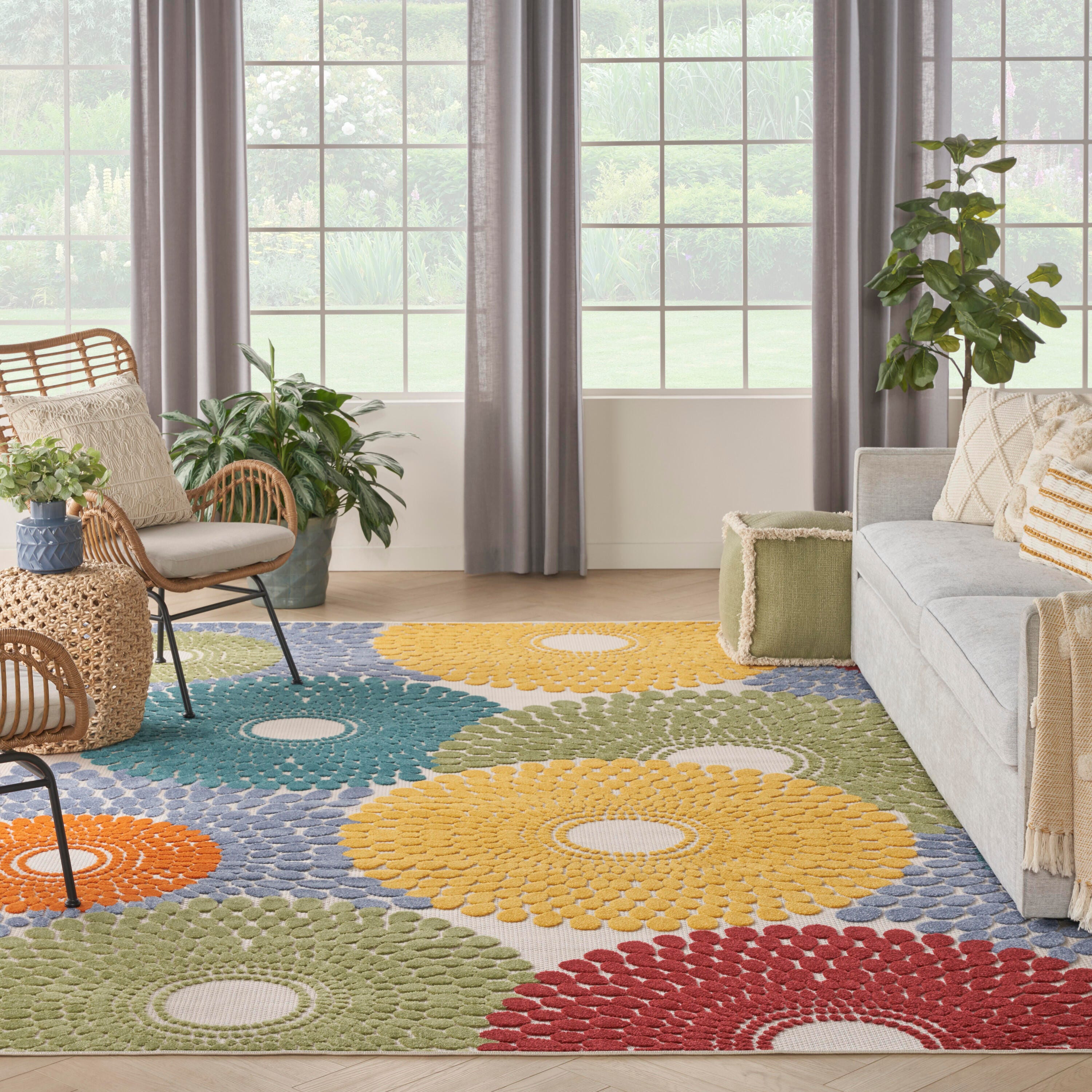 Nourison Home Splash 7' X 10' Circular Floral Area Rug, Multi, large