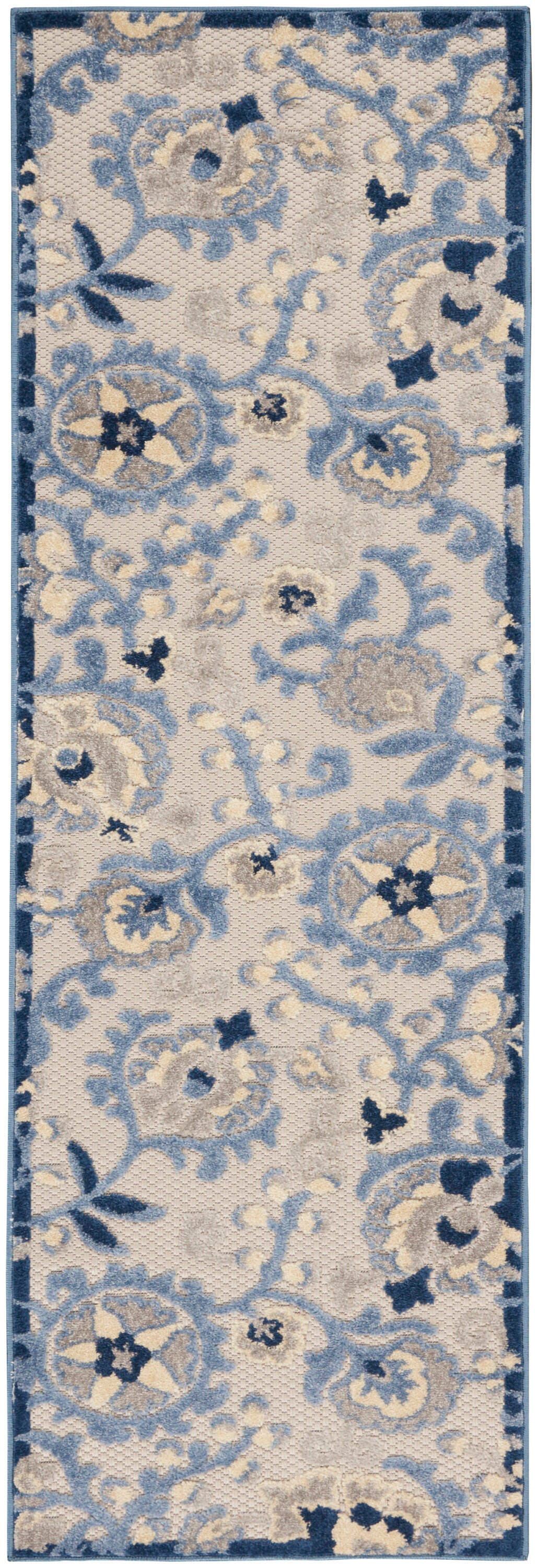 Nourison Home Splash 2'3" X 8' Leafy Vines Area Rug, Blue/Gray, large