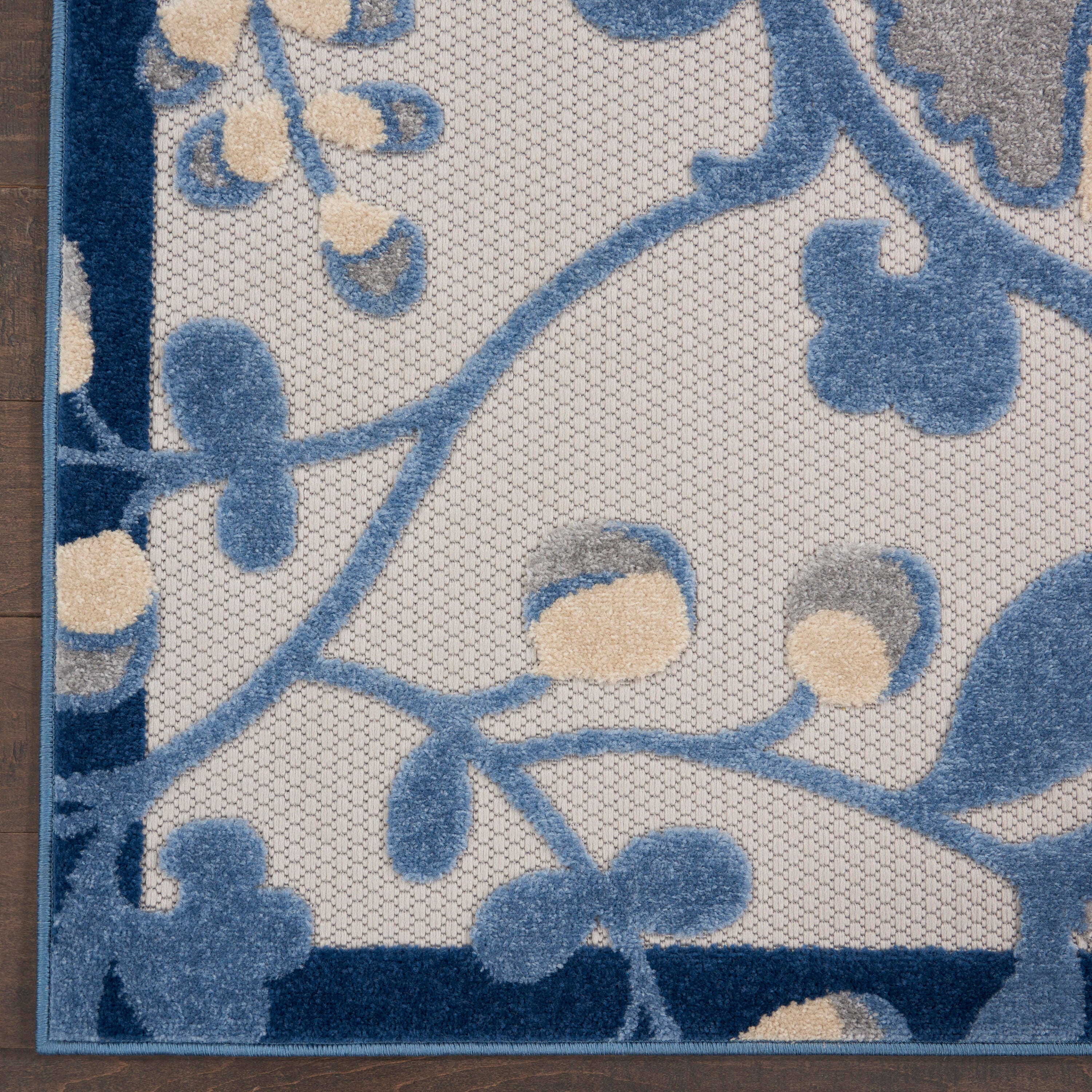Nourison Home Splash 2'3" X 8' Leafy Vines Area Rug, Blue/Gray, large