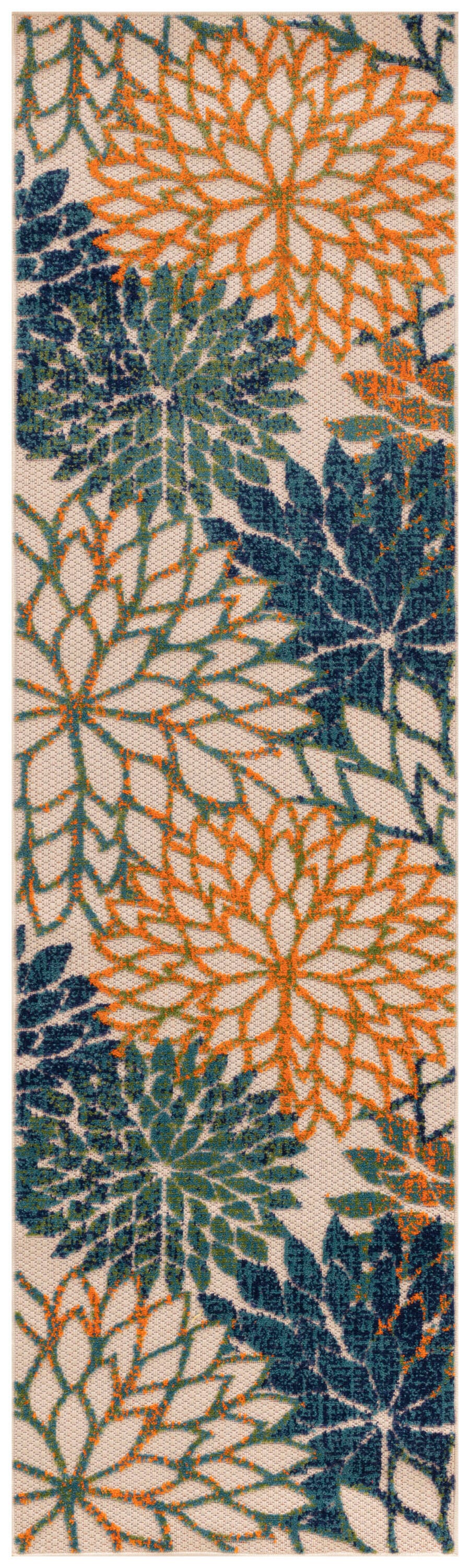 Nourison Home Splash 2' X 6' Dahlia Floral Area Rug, Blue Green, large