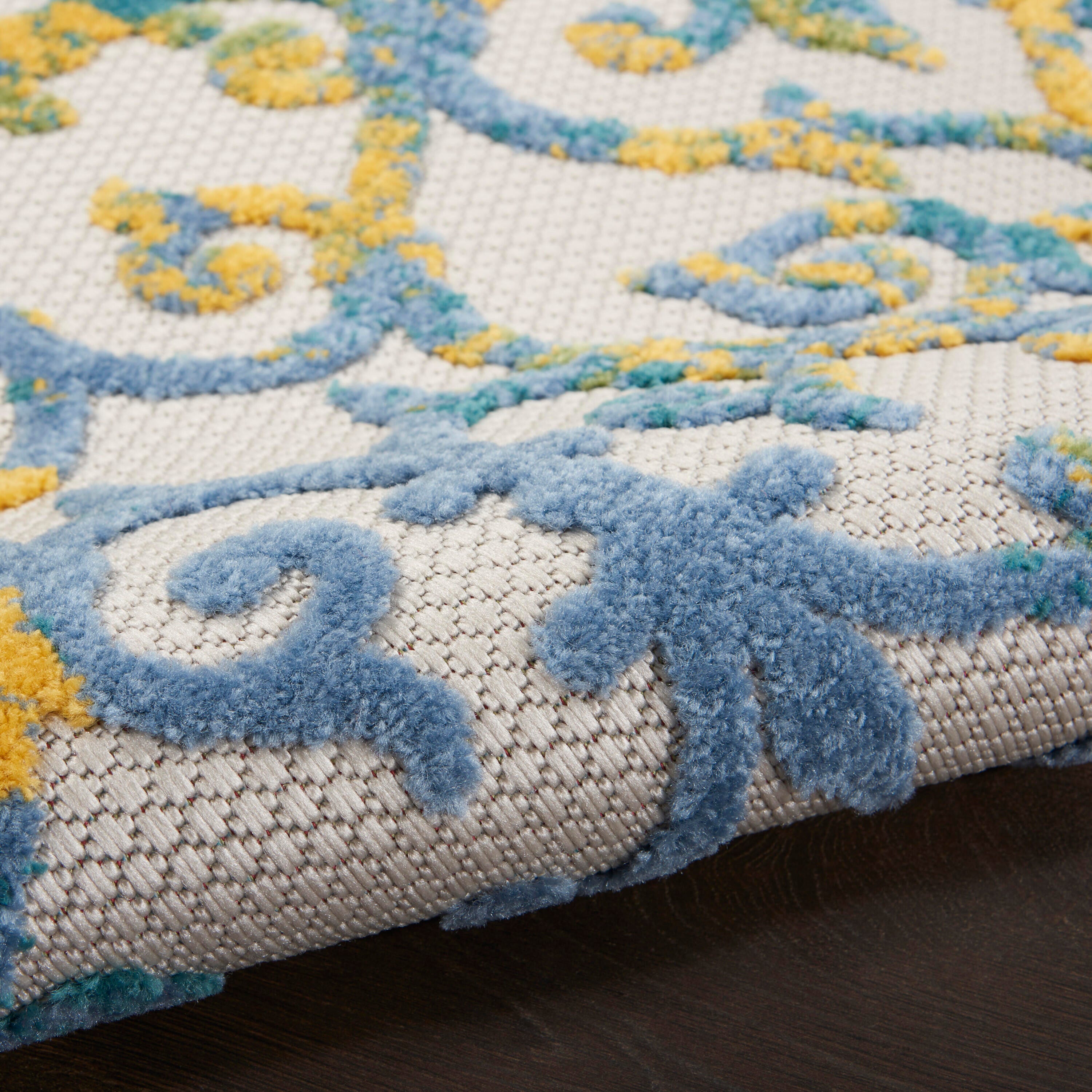 Nourison Home Splash 2'3" X 8' Geometric Area Rug, Ivory Blue, large