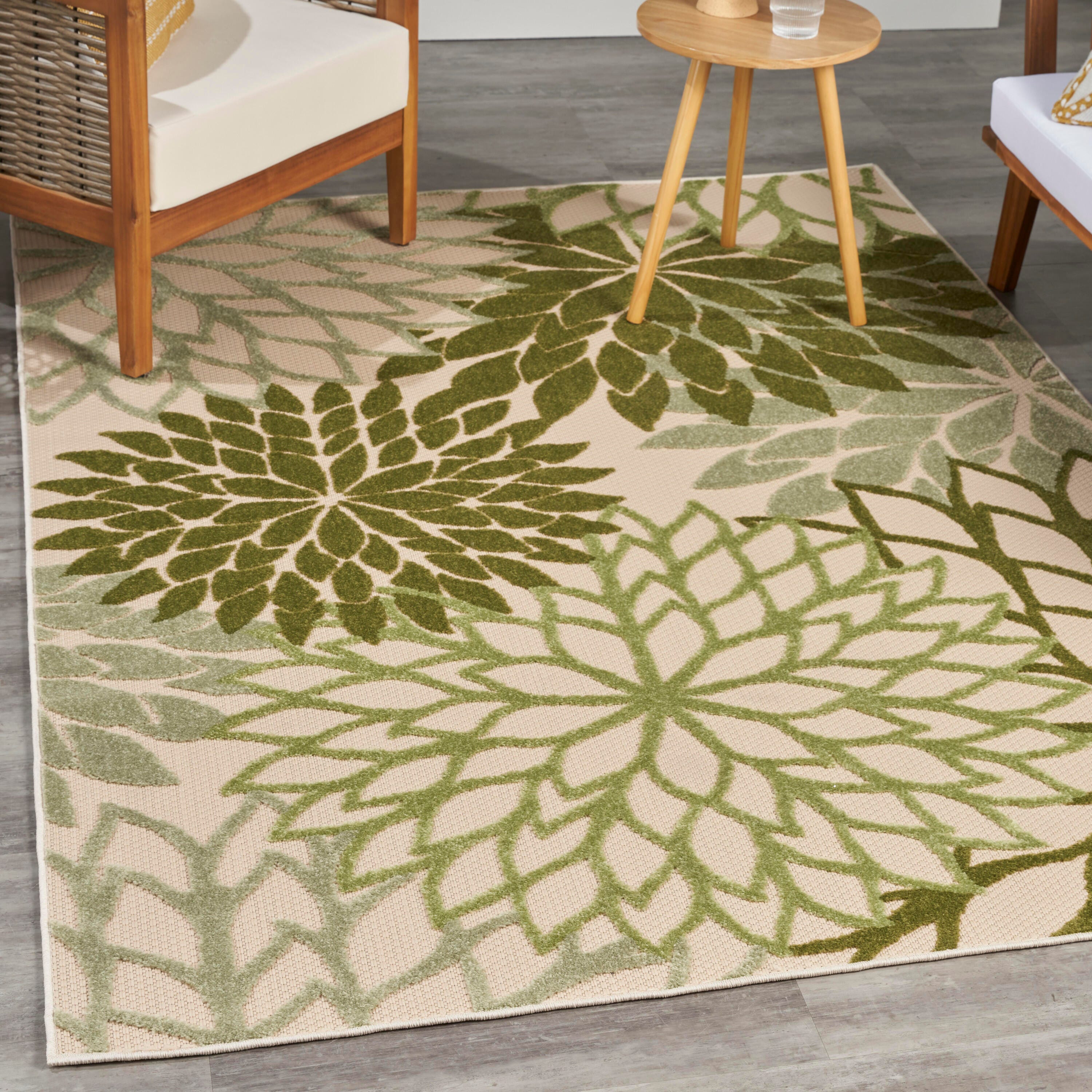 Nourison Home Splash 6' X 9' Dahlia Floral Area Rug, Ivory/Green, large