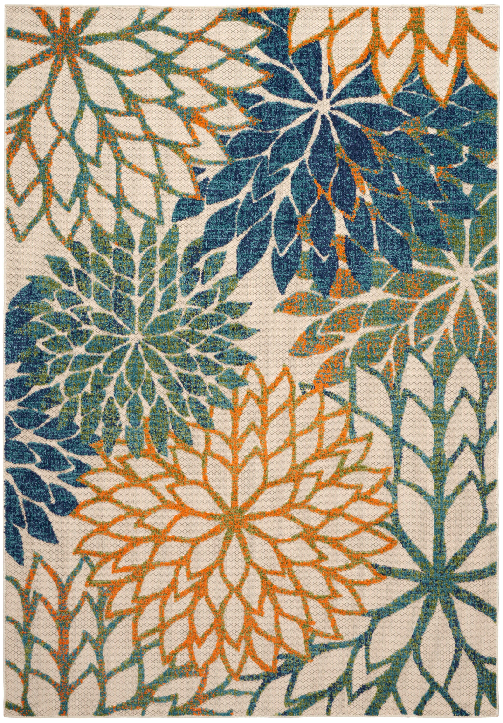 Nourison Home Splash 6' X 9' Dahlia Floral Area Rug, Blue Green, large