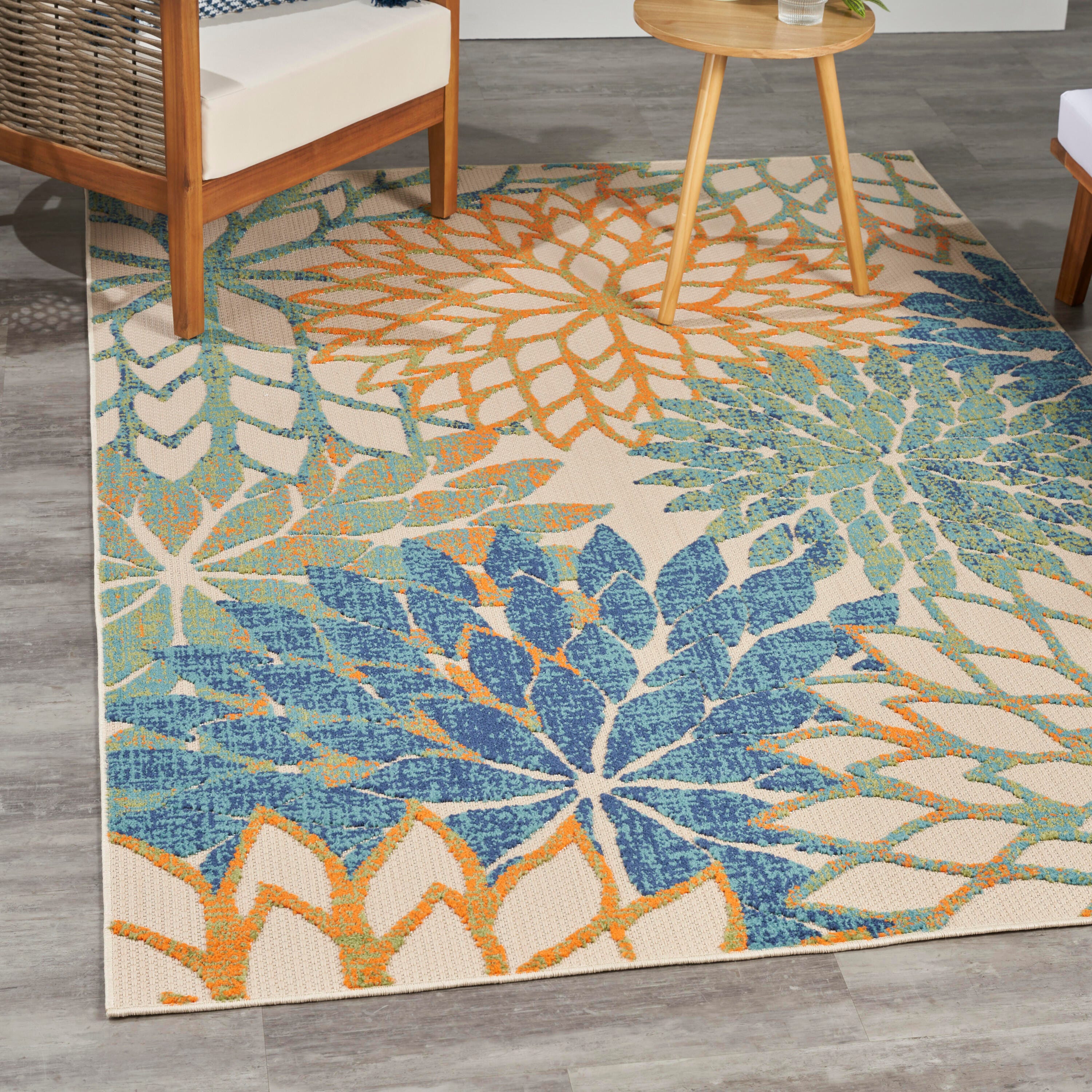 Nourison Home Splash 6' X 9' Dahlia Floral Area Rug, Blue Green, large