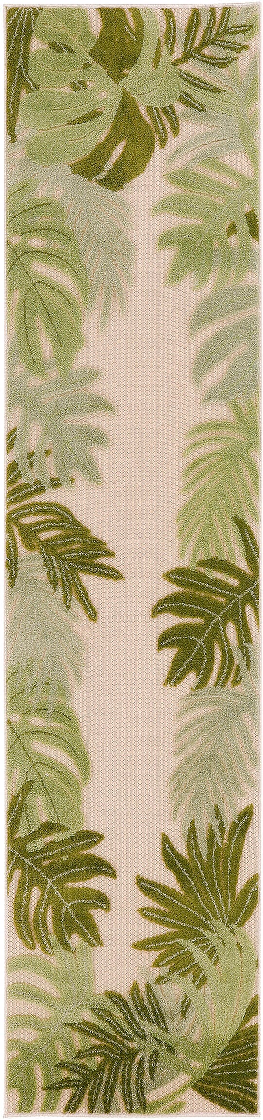 Nourison Home Splash 2'3" X 8' Large Palm Indoor/Outdoor Area Rug, Ivory/Green, large