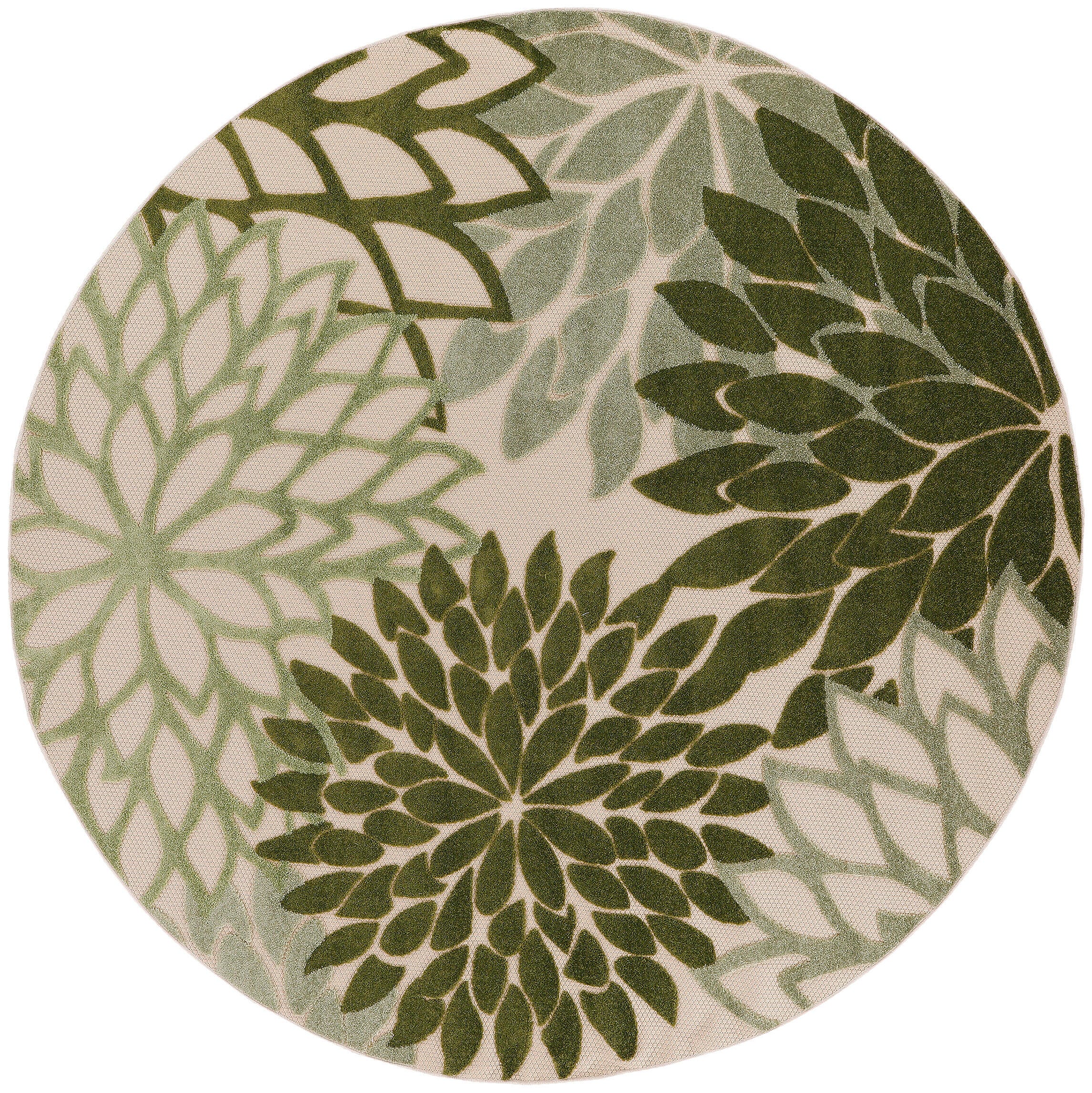Nourison Home Splash 5'3" X Round Dahlia Floral Area Rug, Ivory/Green, large