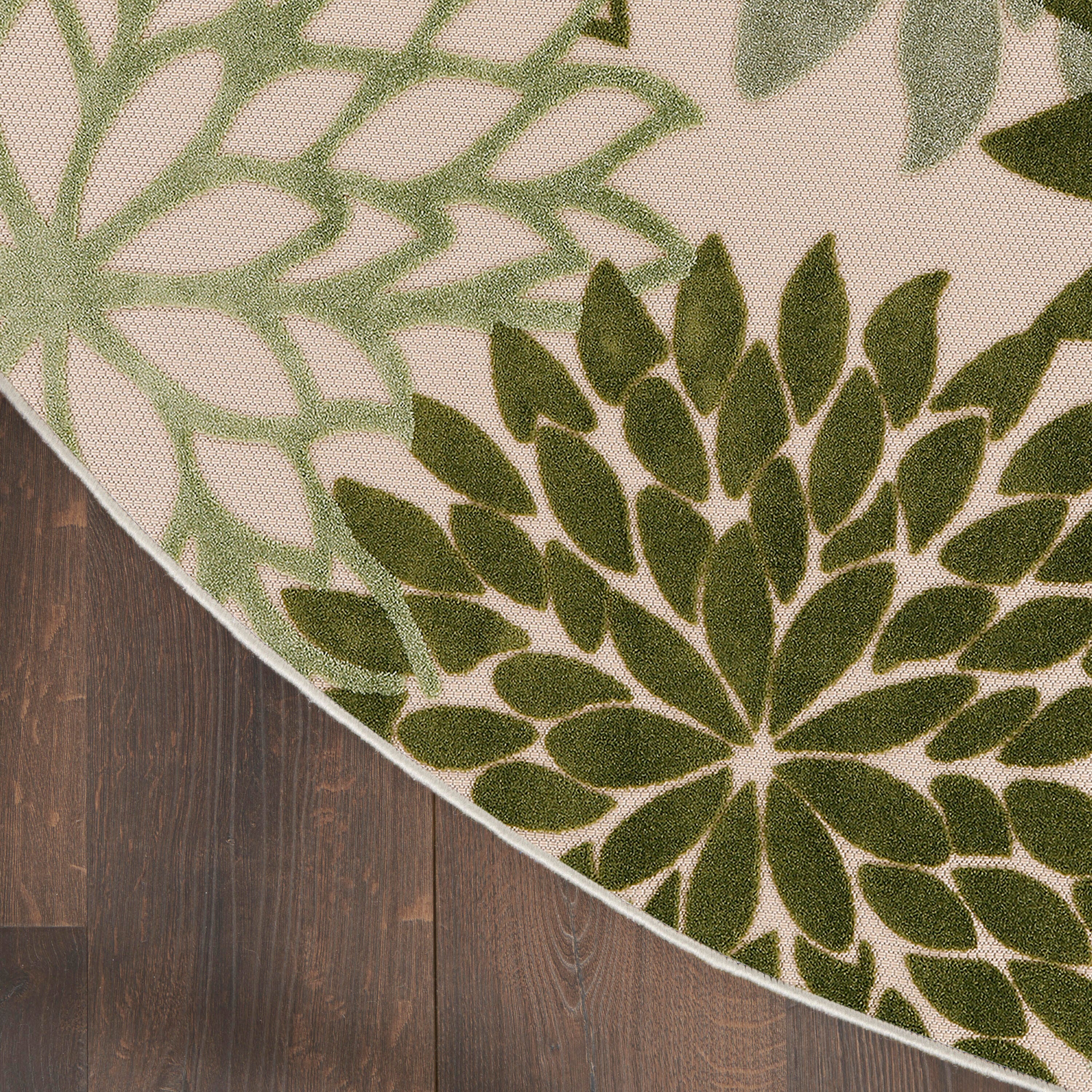 Nourison Home Splash 5'3" X Round Dahlia Floral Area Rug, Ivory/Green, large