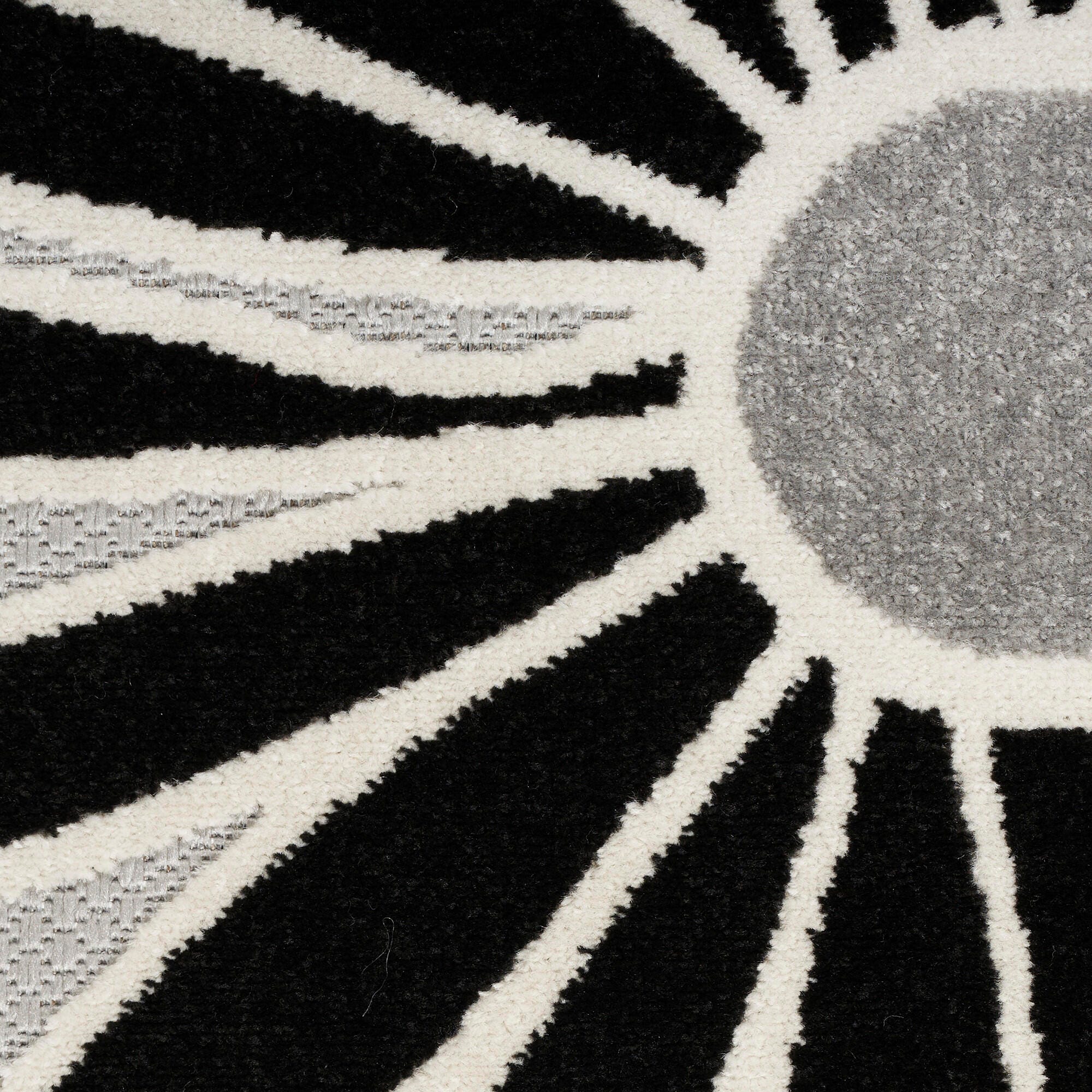 Nourison Home Splash 2'3" X 8' Daisy Floral Area Rug, Black/White, large