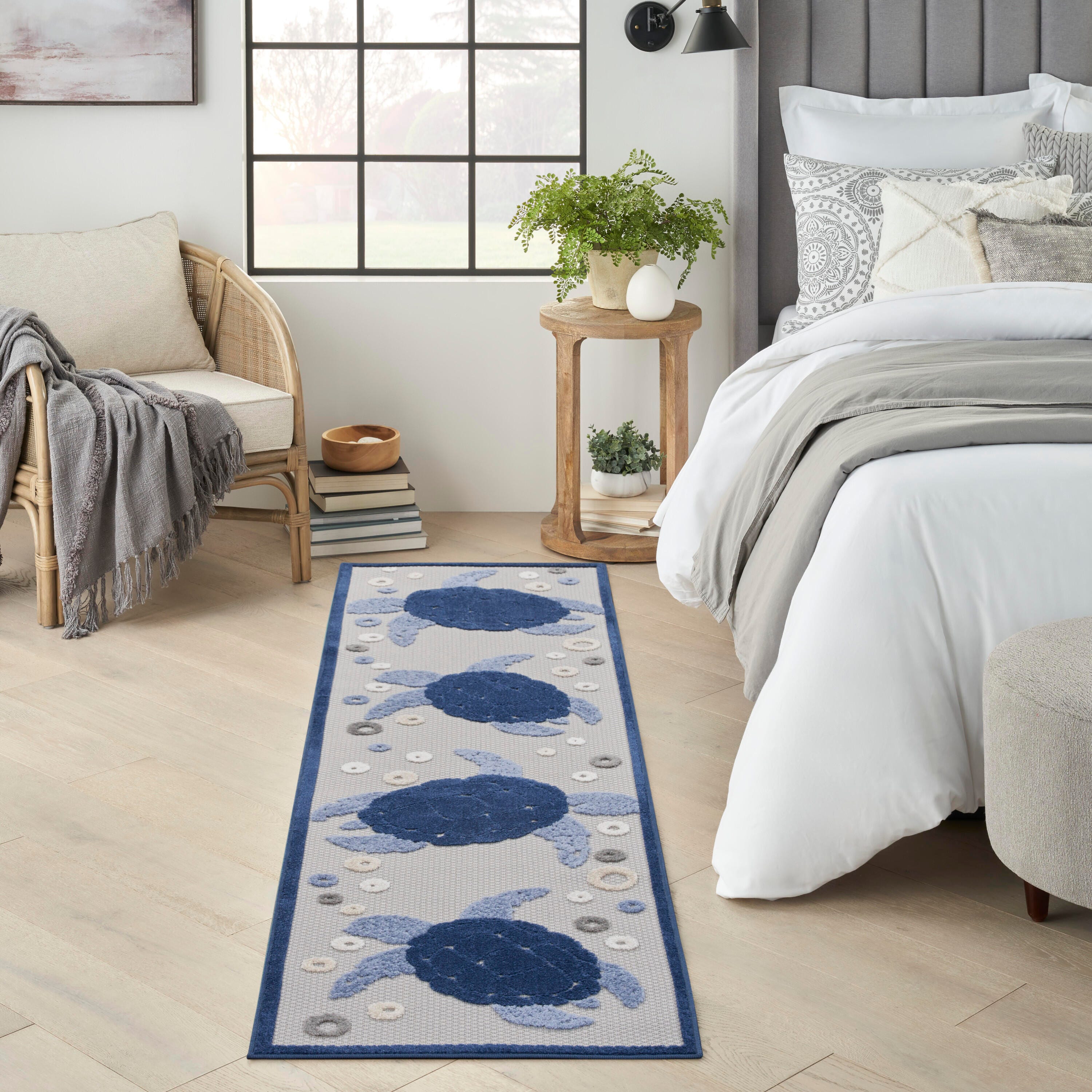 Nourison Home Splash 2' X 6' Motif Area Rug, Navy Blue, rollover