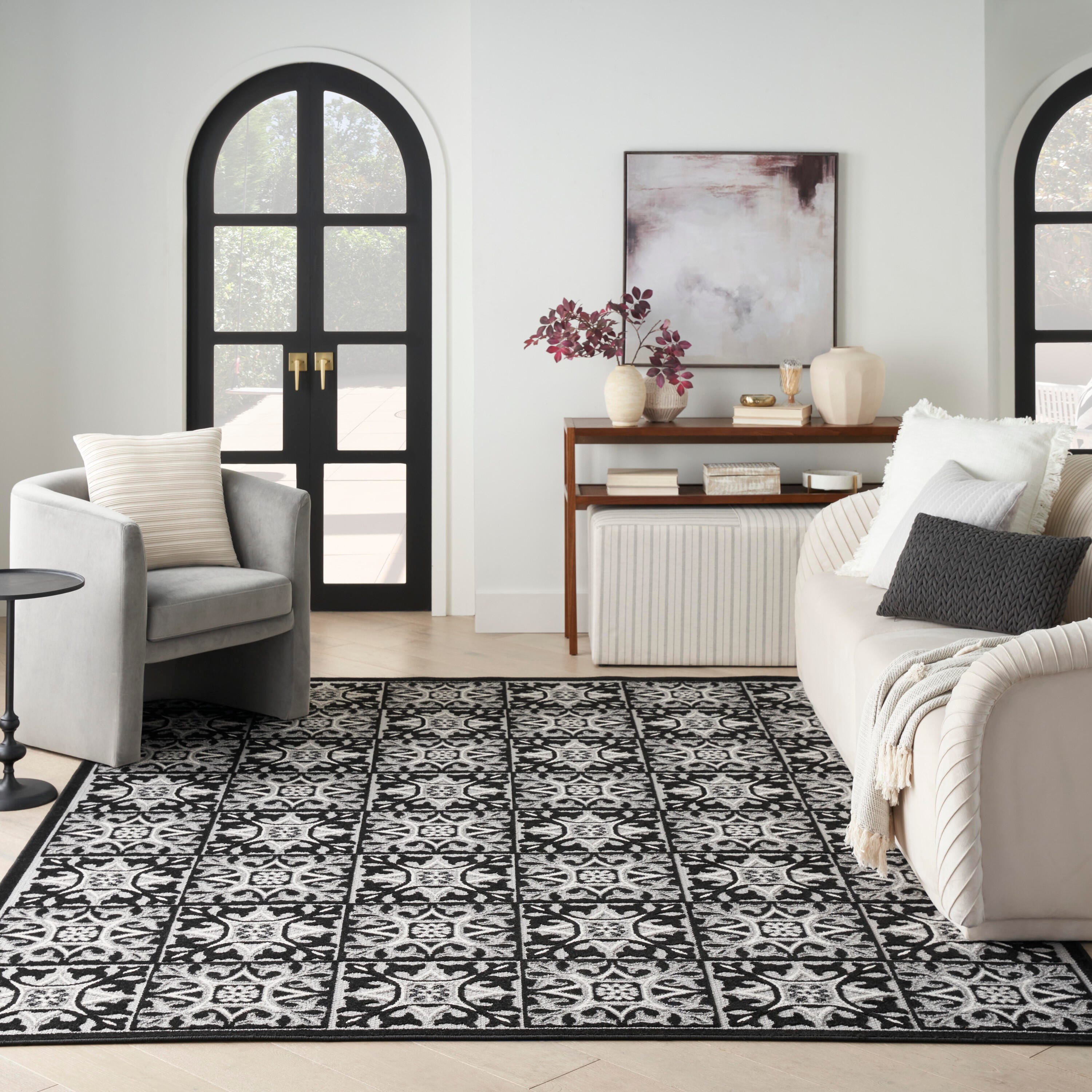 Nourison Home Splash 7' X 10' Small Geometric Area Rug, Black/White, large