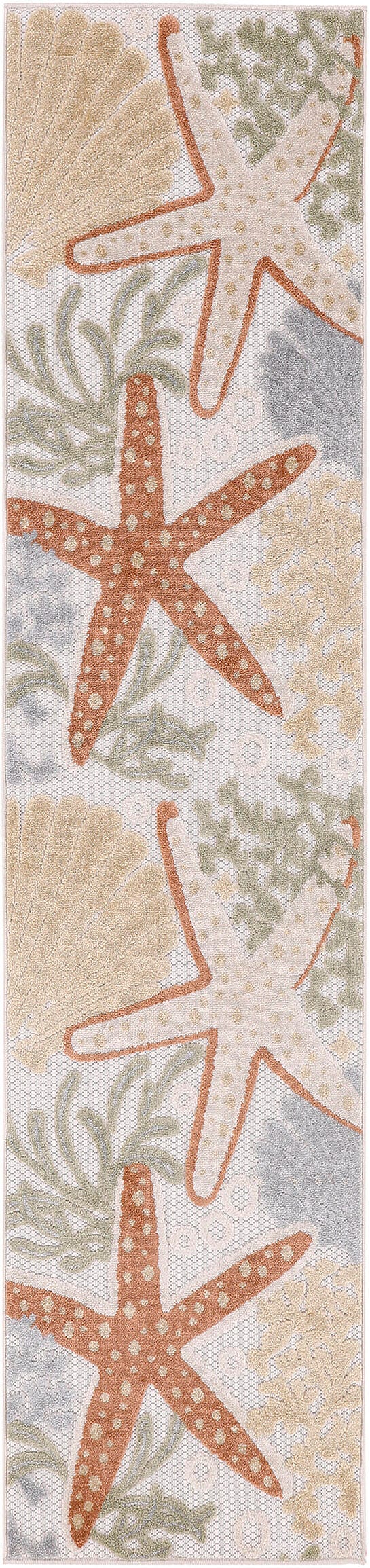 Nourison Home Splash 2'3" X 8' Sea Star Indoor/Outdoor Area Rug, Ivory/Multi, large