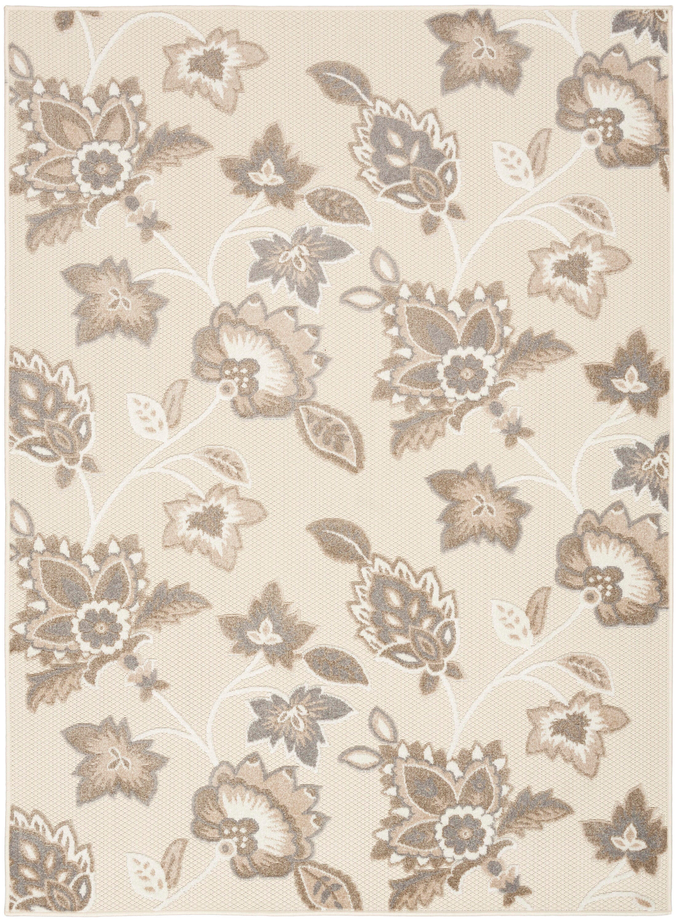 Nourison Home Splash 6' X 9' Floral Area Rug, Beige, large