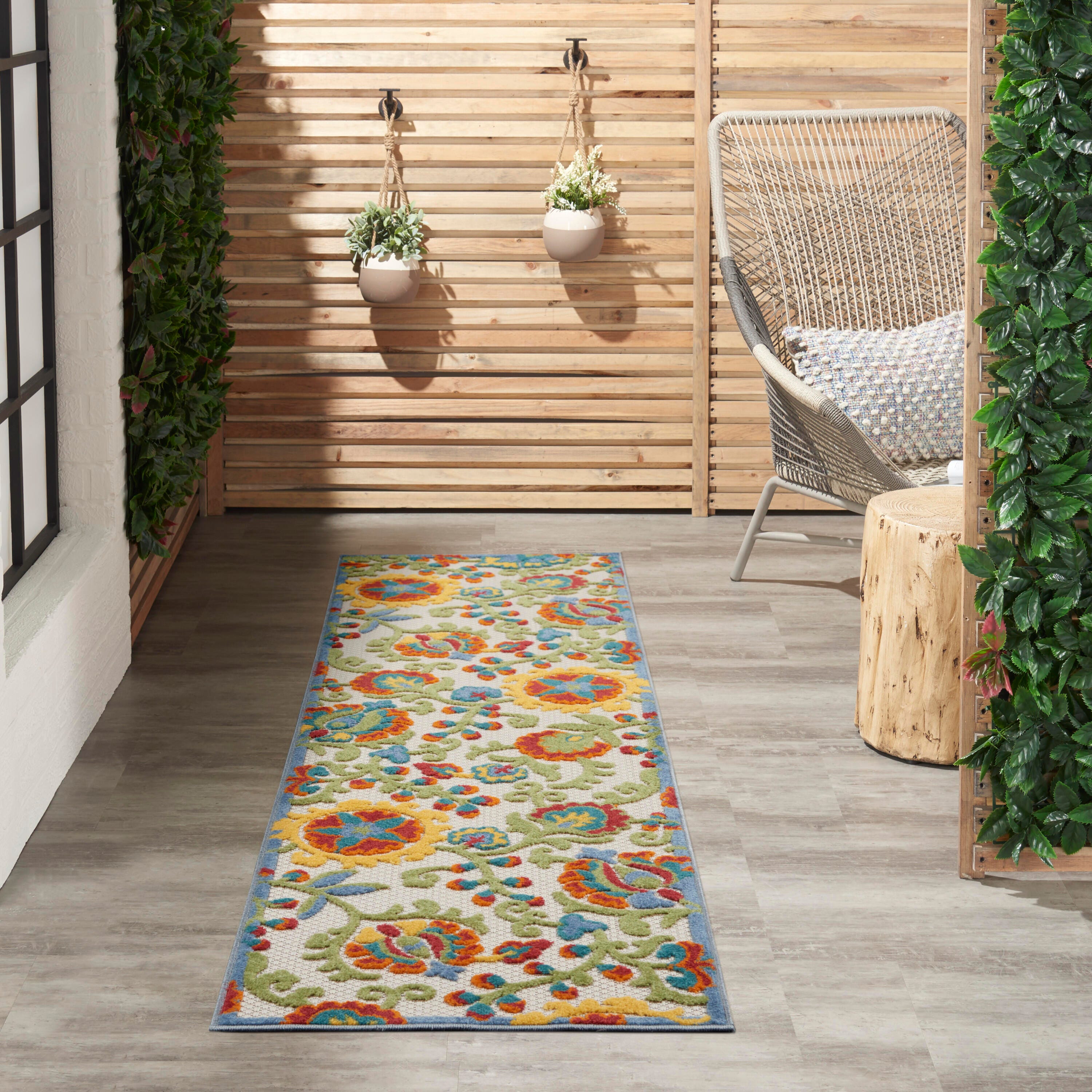 Nourison Home Splash 2'3" X 8' Leafy Vines Area Rug, Ivory/Multi, large
