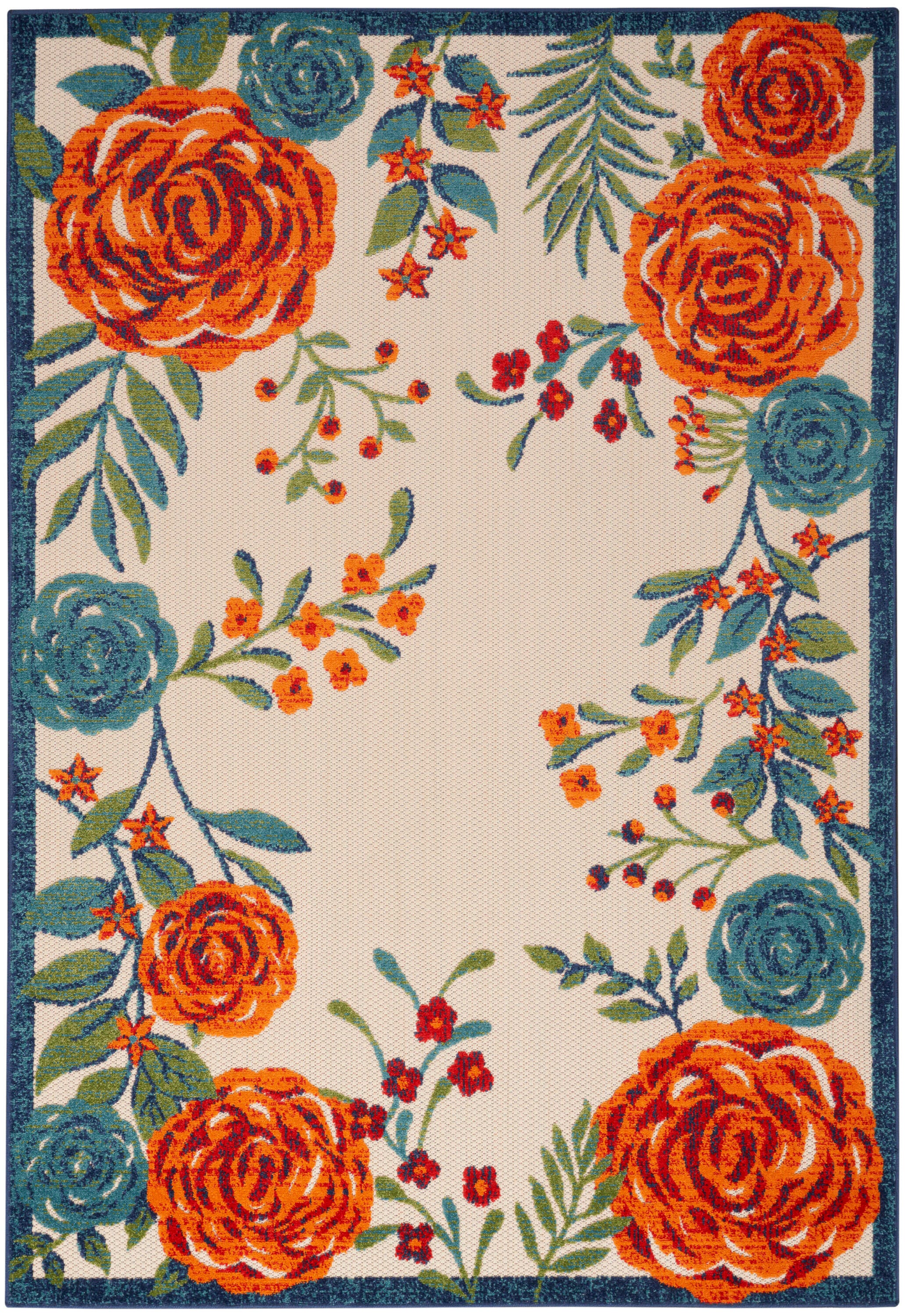 Nourison Home Splash 6' X 9' Rose Floral Indoor/Outdoor Area Rug, Ivory/Multi, large