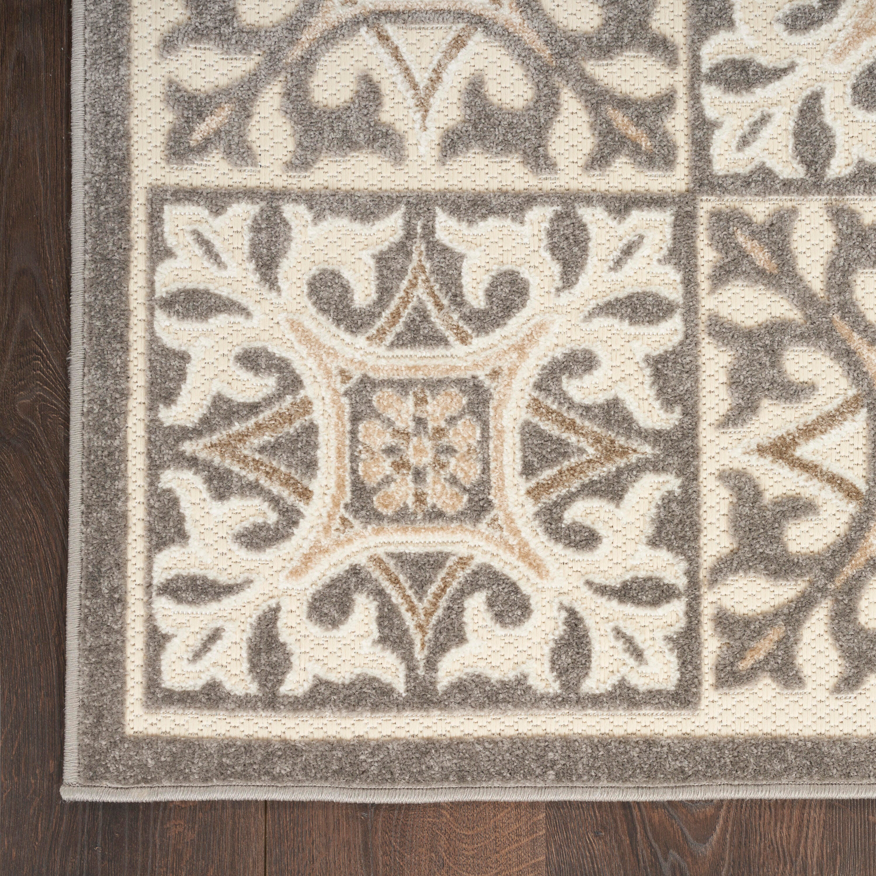Nourison Home Splash 5'3" X 7'5 Small Geometric Area Rug, Ivory/Gray, large