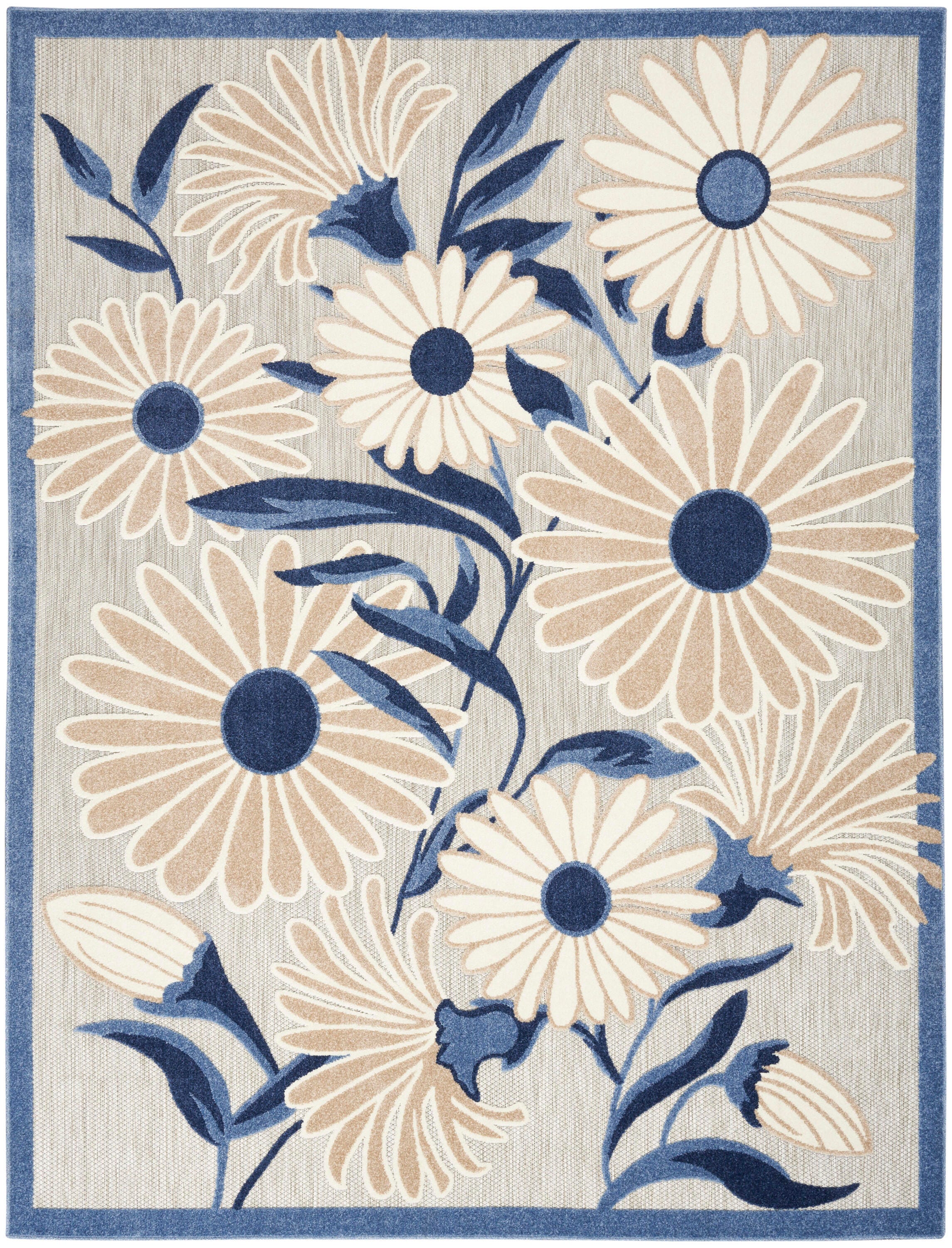 Nourison Home Splash 6' X 9' Daisy Floral Area Rug, Blue/Gray, large