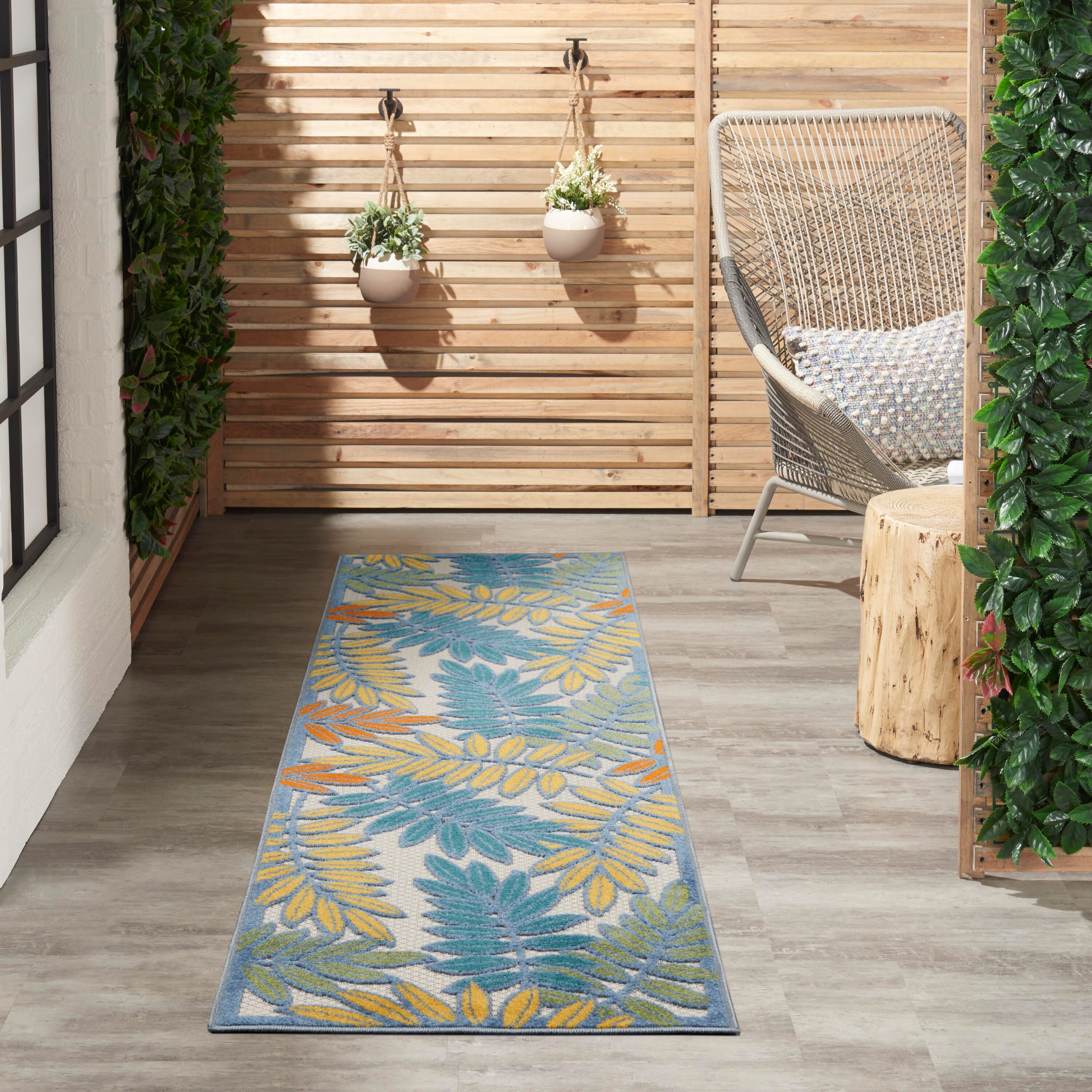 Nourison Home Splash 2'3" X 8' Botanical Pattern Area Rug, Ivory/Multi, large