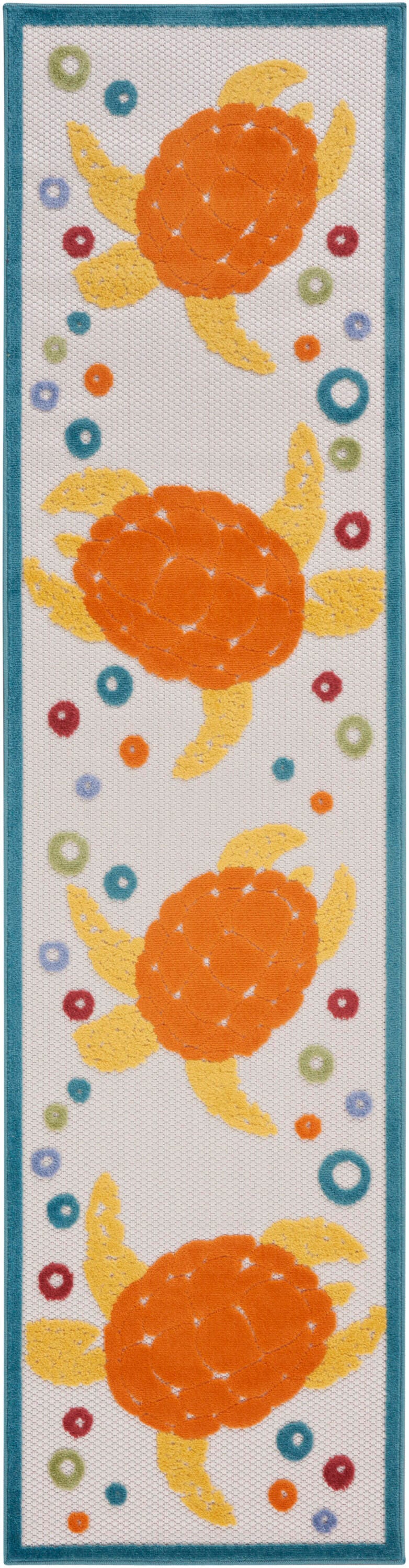 Nourison Home Splash 2'3" X 8' Motif Area Rug, Teal/Multi, large