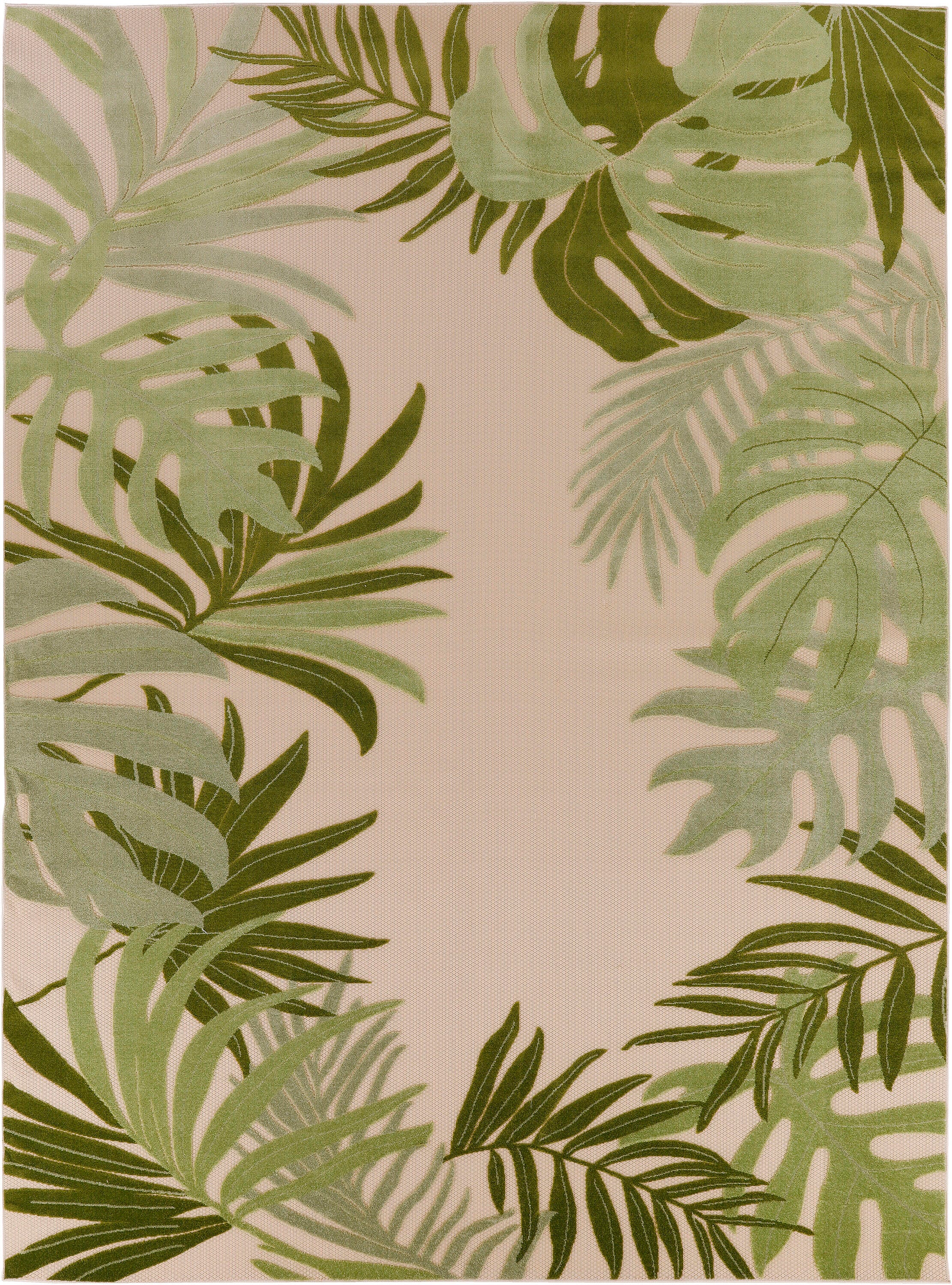 Nourison Home Splash 7'10" X 10 Large Palm Indoor/Outdoor Area Rug, Ivory/Green, large