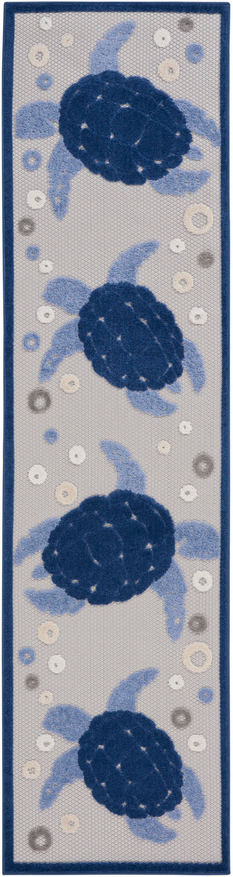 Nourison Home Splash 2'3" X 8' Motif Area Rug, Navy Blue, large
