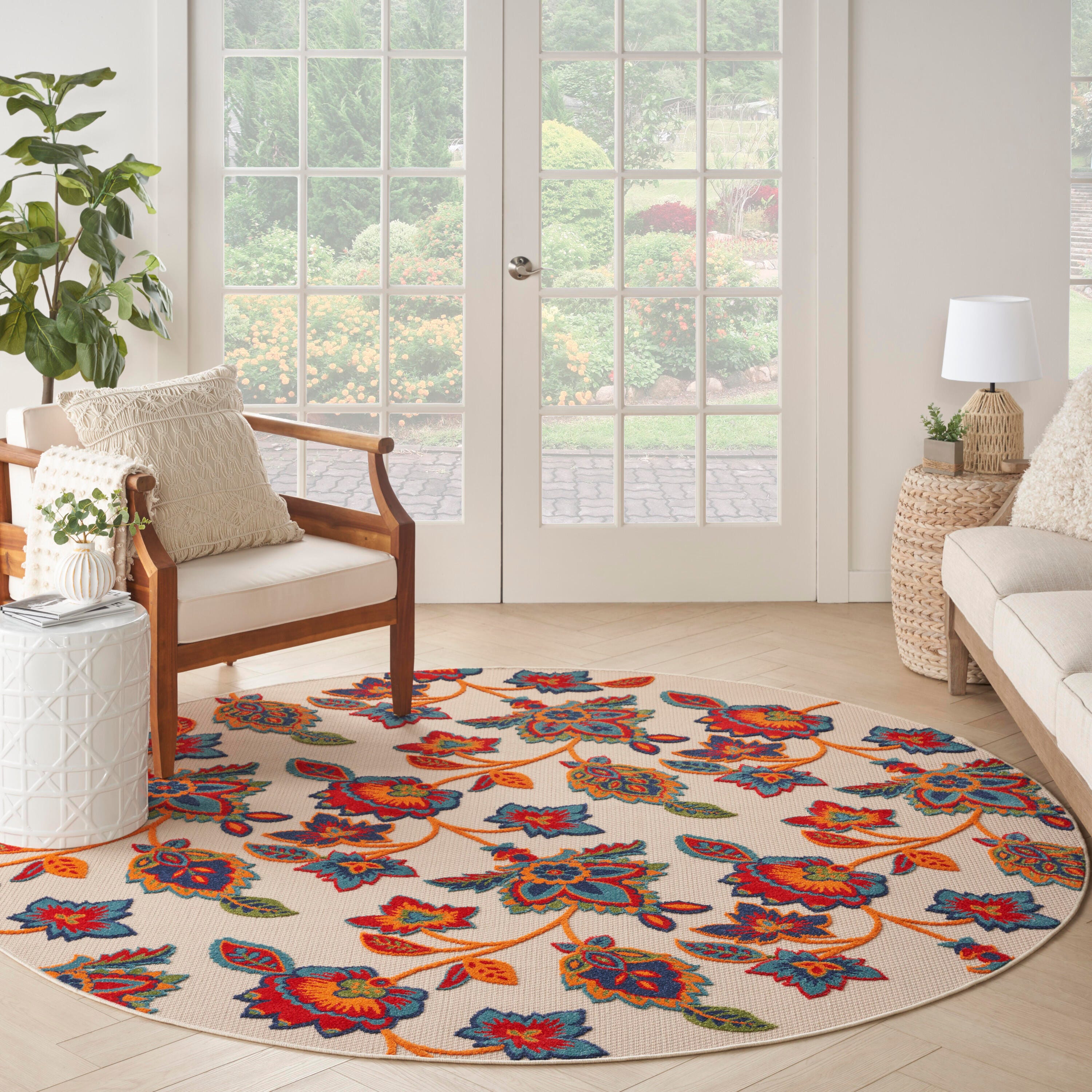 Nourison Home Splash 7'10" X Round Floral Area Rug, Multi, large