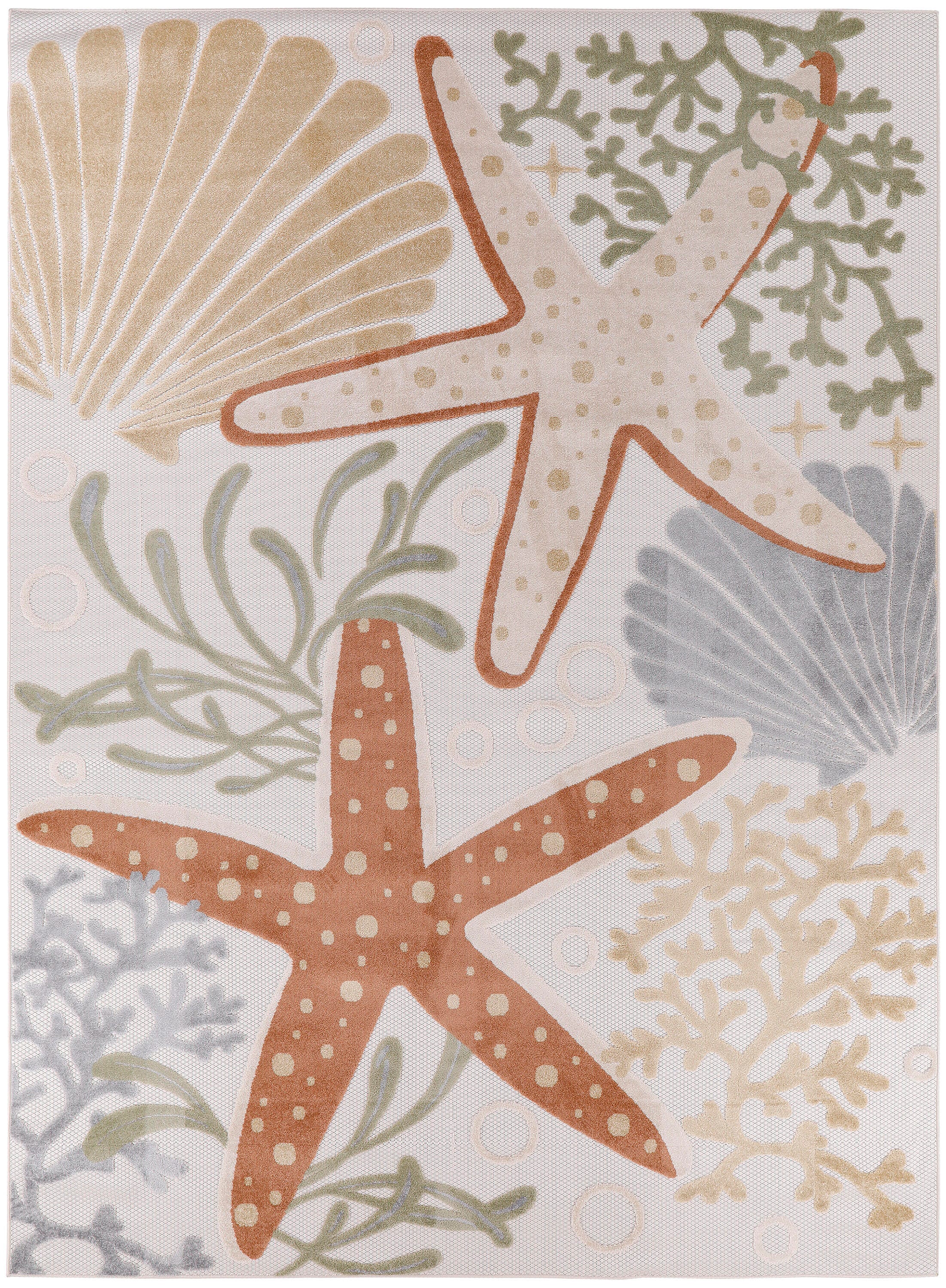 Nourison Home Splash 7'10" X 10 Sea Star Indoor/Outdoor Area Rug, Ivory/Multi, large