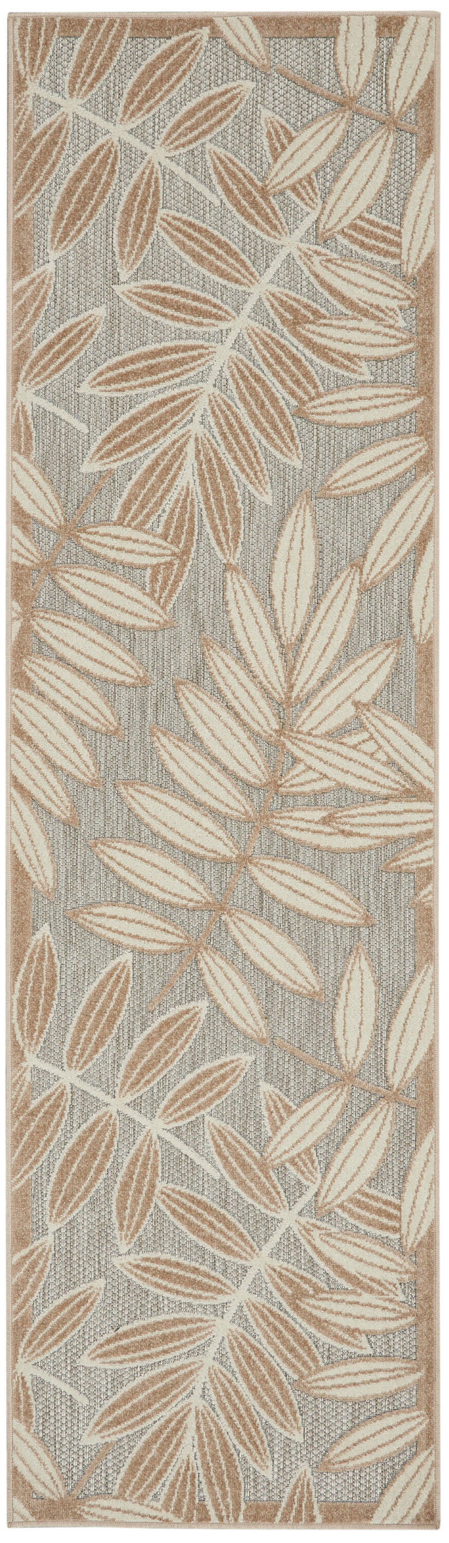 Nourison Home Splash 2'3" X 8' Botanical Pattern Area Rug, Natural, large