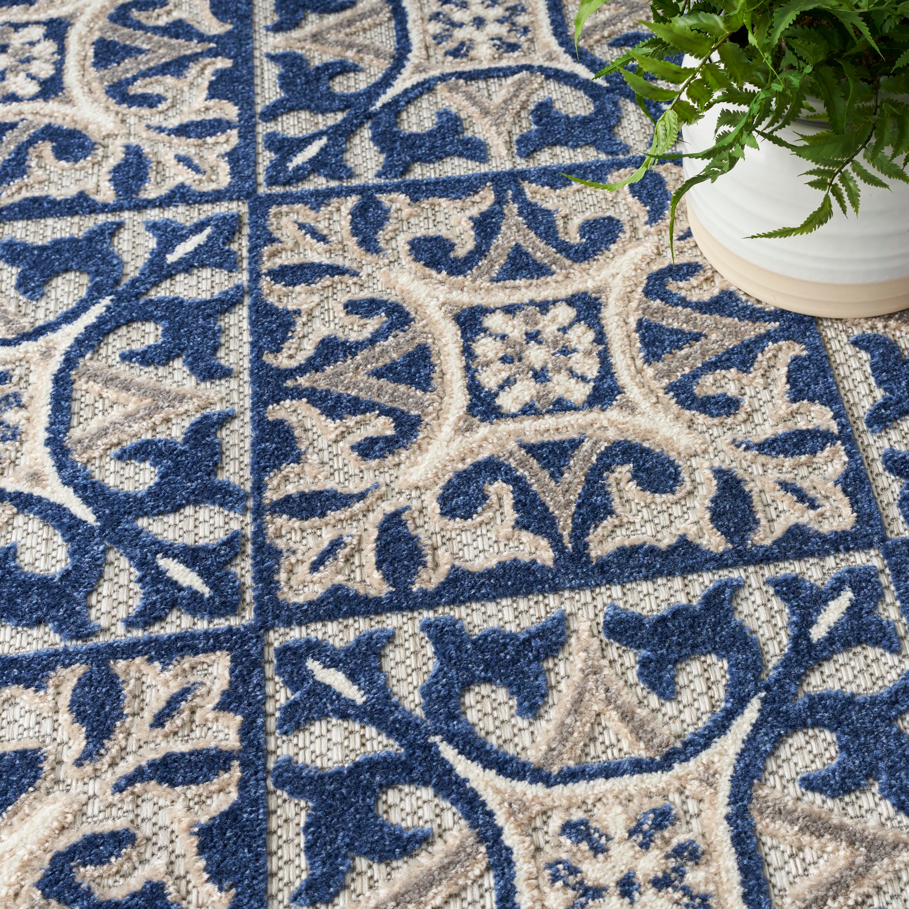 Nourison Home Splash 6' X 9' Small Geometric Area Rug, Blue, large