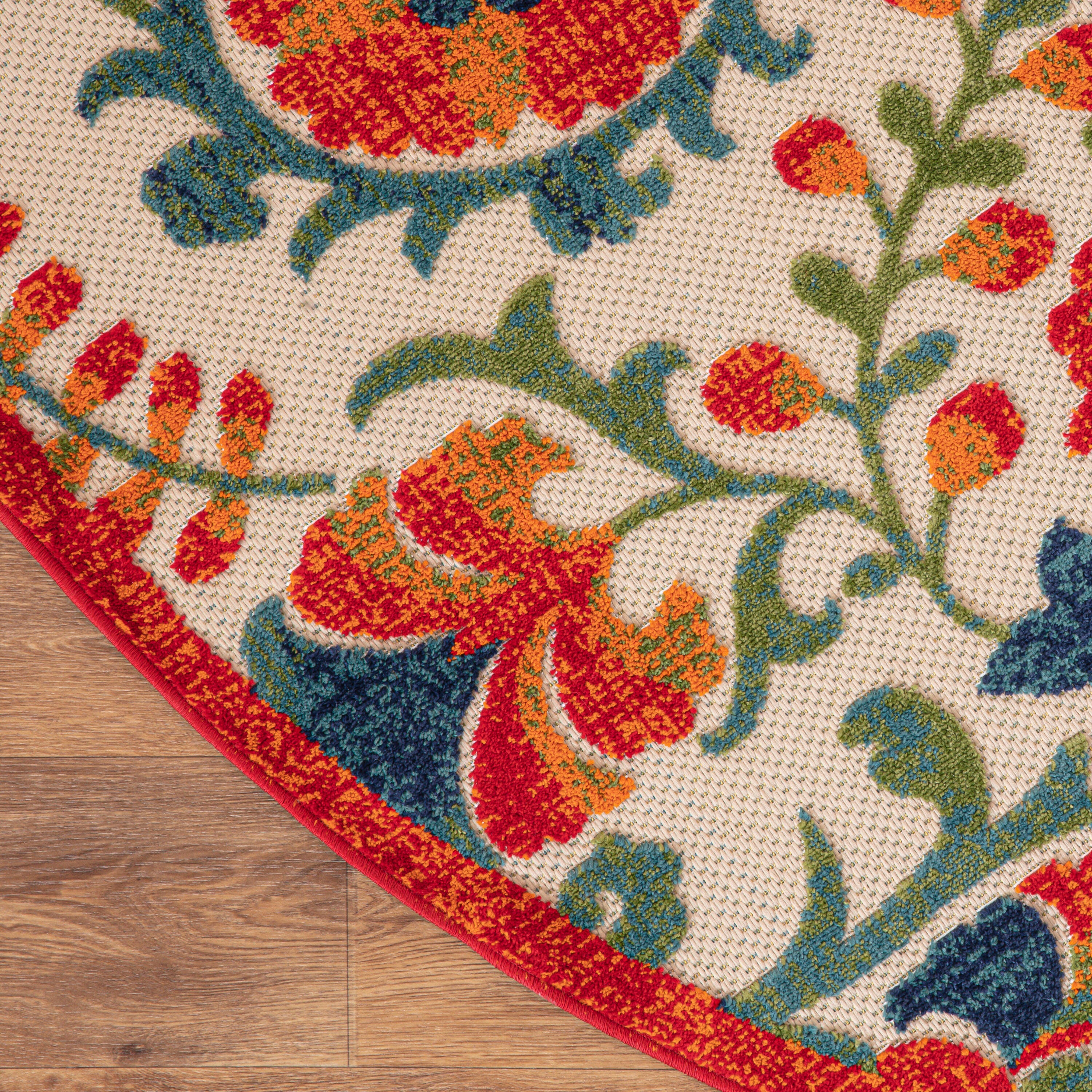 Nourison Home Splash 7'10" X Round Leafy Vines Area Rug, Red/Multi, large