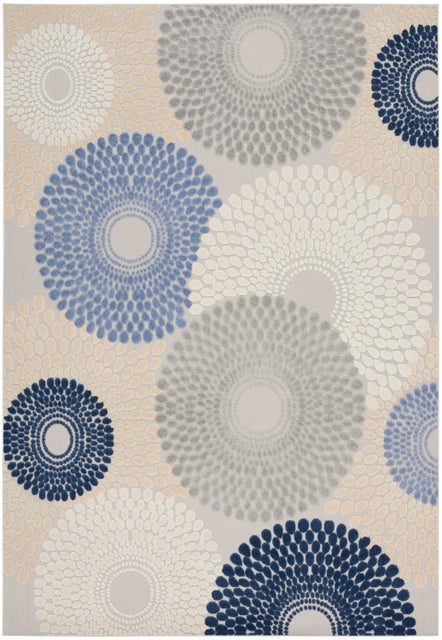 Nourison Home Splash Indoor/Outdoor 7'10" X 10' Circular Floral Area Rug, Blue/Gray