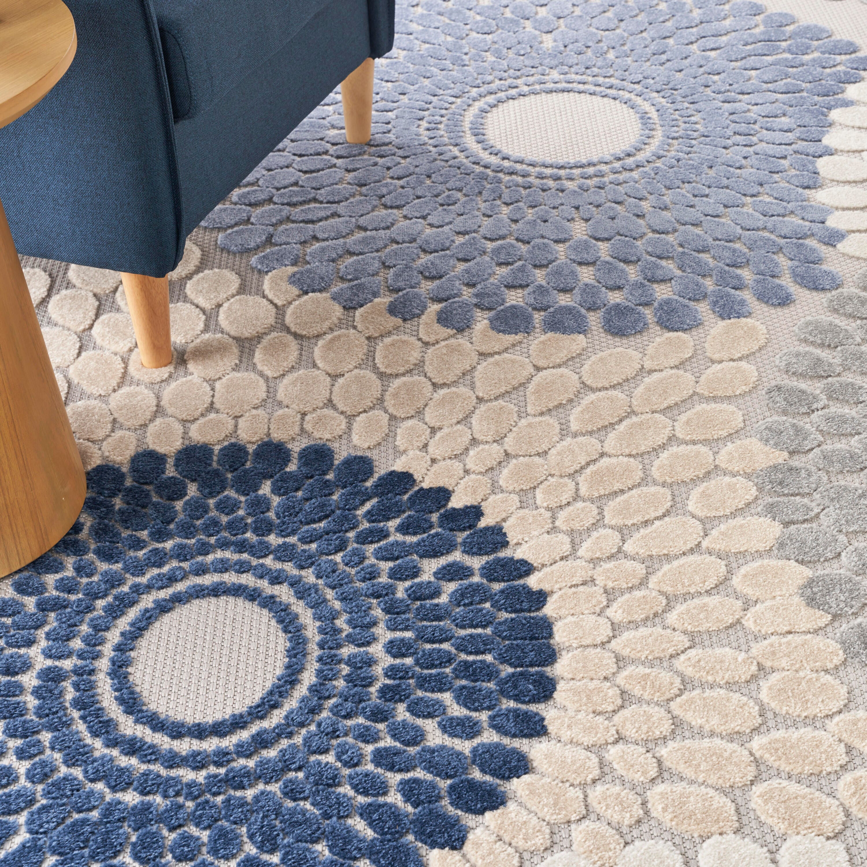 Nourison Home Splash 7'10" X 10 Circular Floral Area Rug, Blue/Gray, large