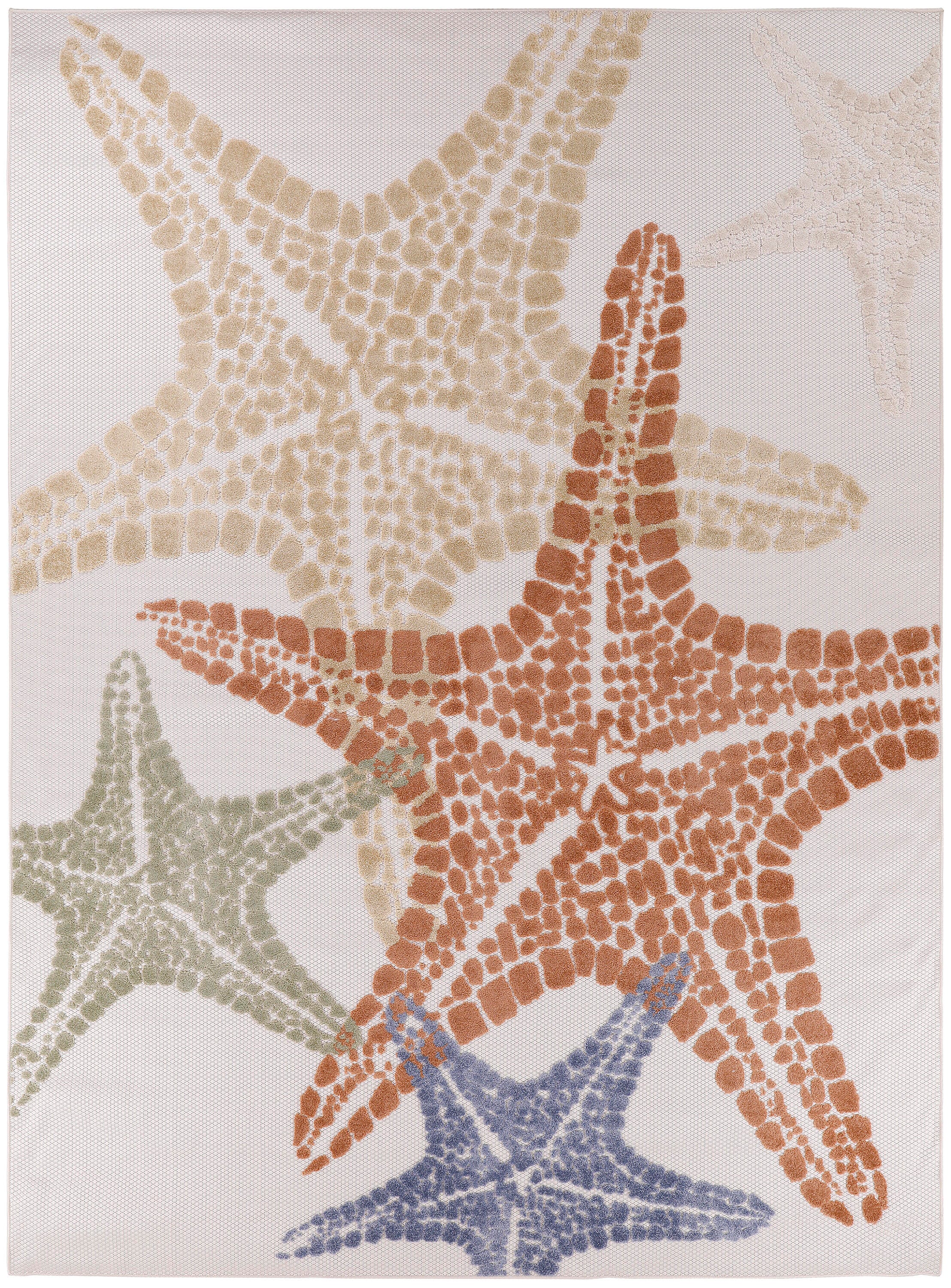 Nourison Home Splash 7'10" X 10 Starfish Indoor/Outdoor Area Rug, Ivory/Multi, large