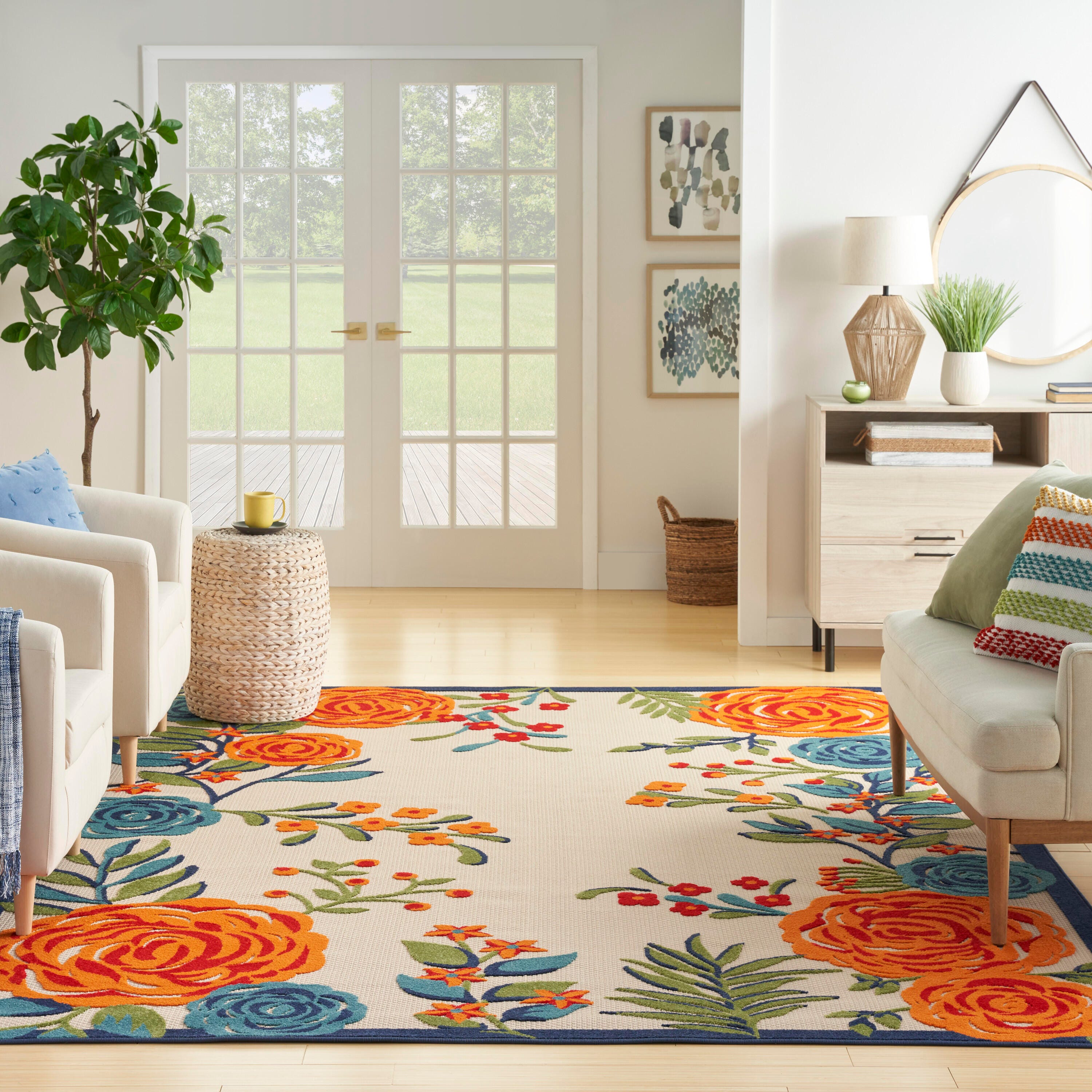 Nourison Home Splash 7'10" X 10 Rose Floral Area Rug, Multi, large