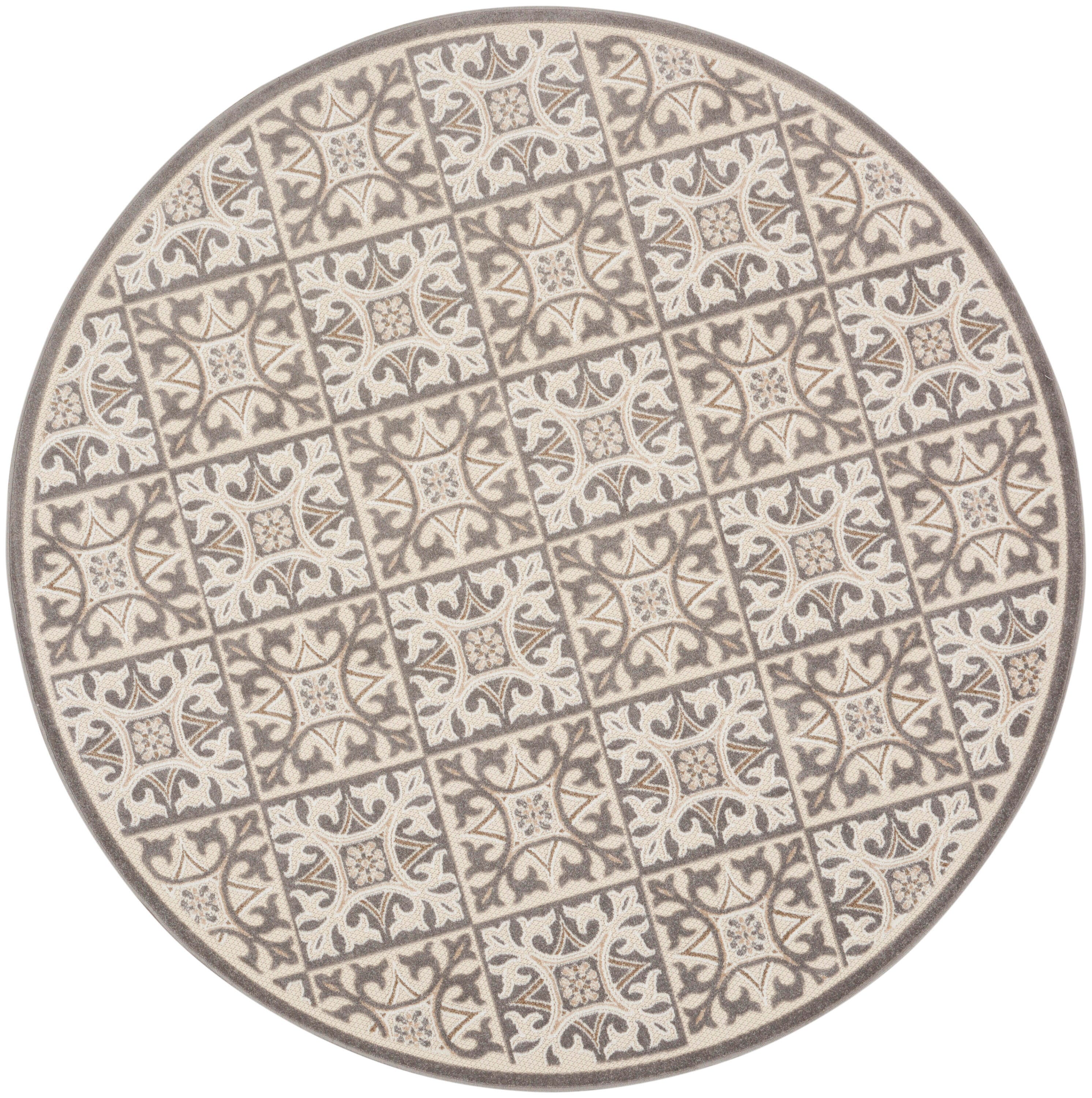 Nourison Home Splash 7'10" X Round Small Geometric Area Rug, Ivory/Gray, large