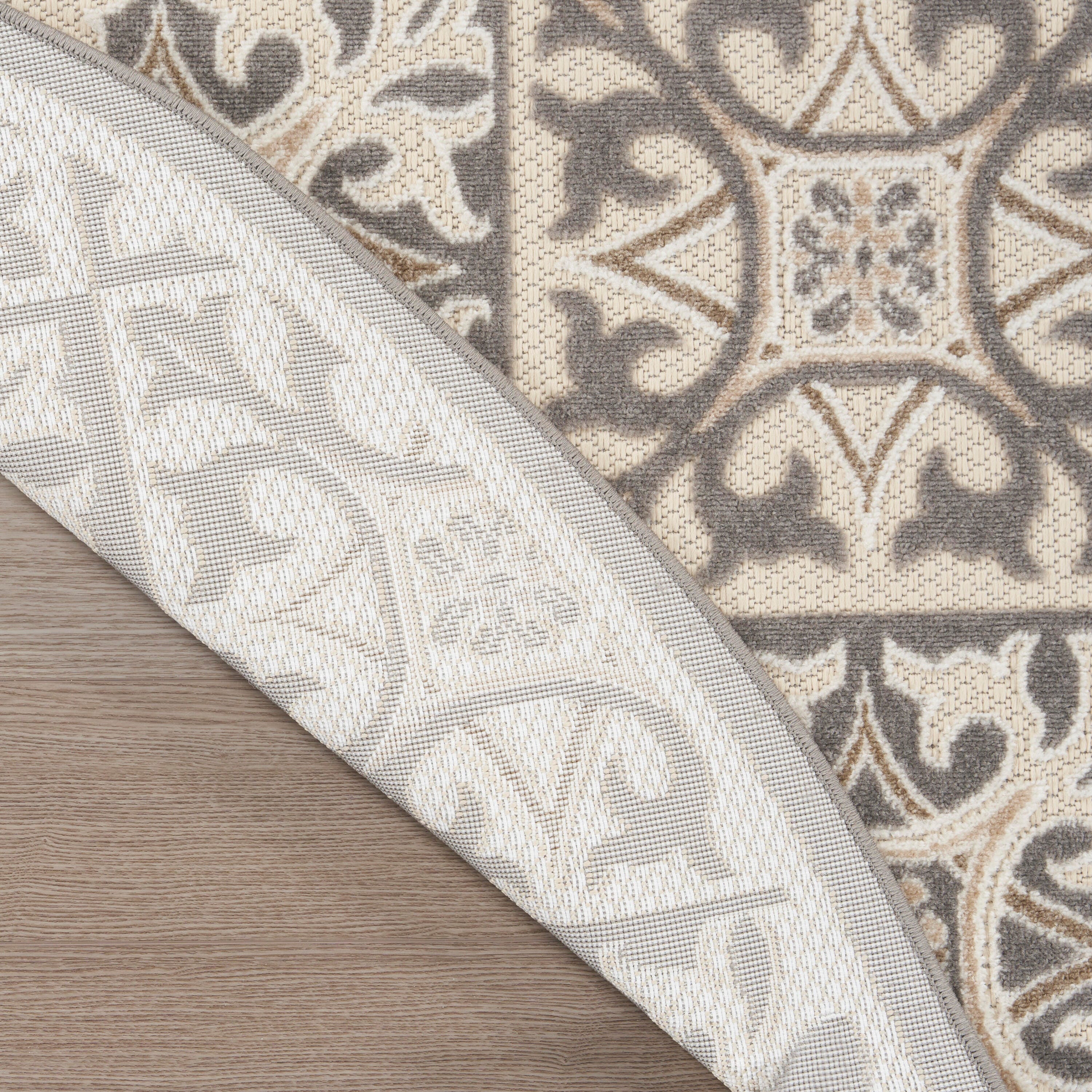 Nourison Home Splash 7'10" X Round Small Geometric Area Rug, Ivory/Gray, large