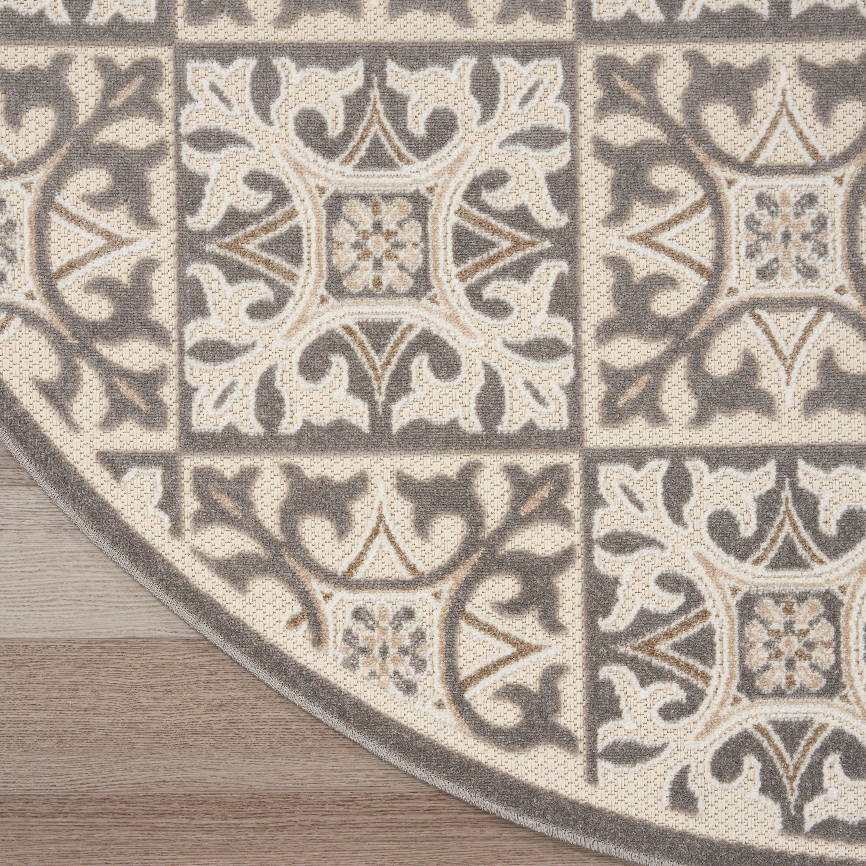 Nourison Home Splash 7'10" X Round Small Geometric Area Rug, Ivory/Gray, large