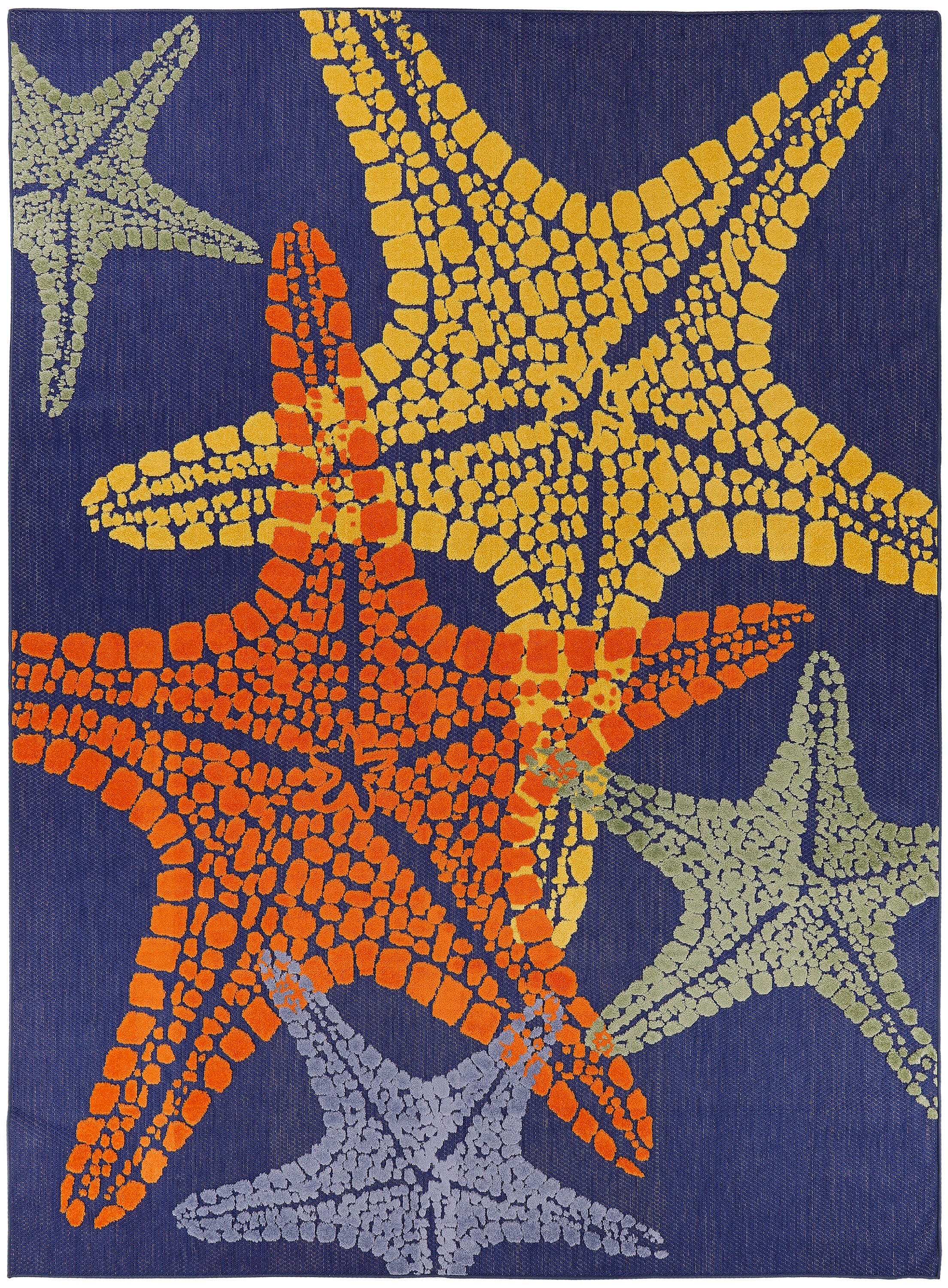 Nourison Home Splash 7'10" X 10 Starfish Indoor/Outdoor Area Rug, Blue/Multi, large