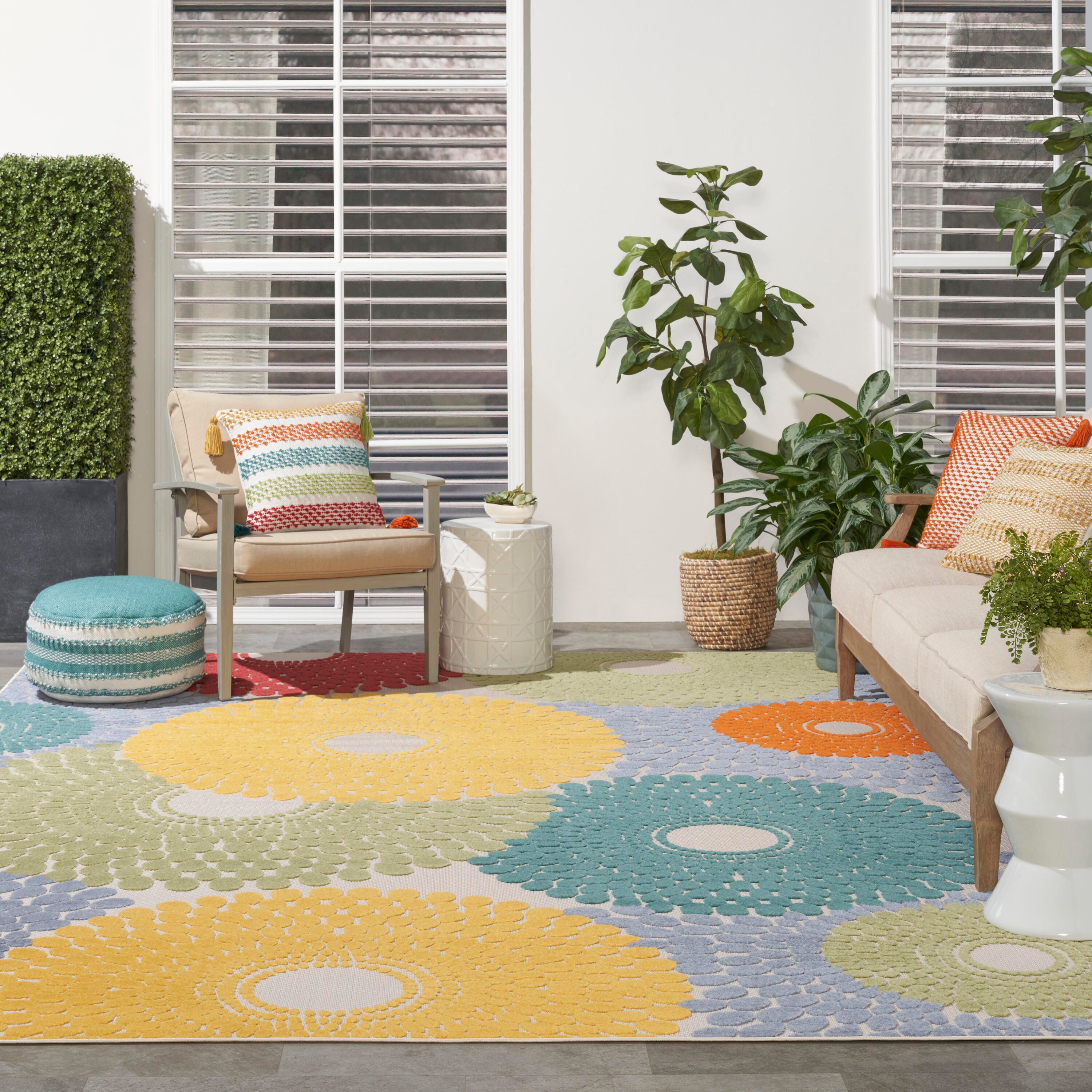 Nourison Home Splash 7'10" X 10 Circular Floral Area Rug, Multi, large