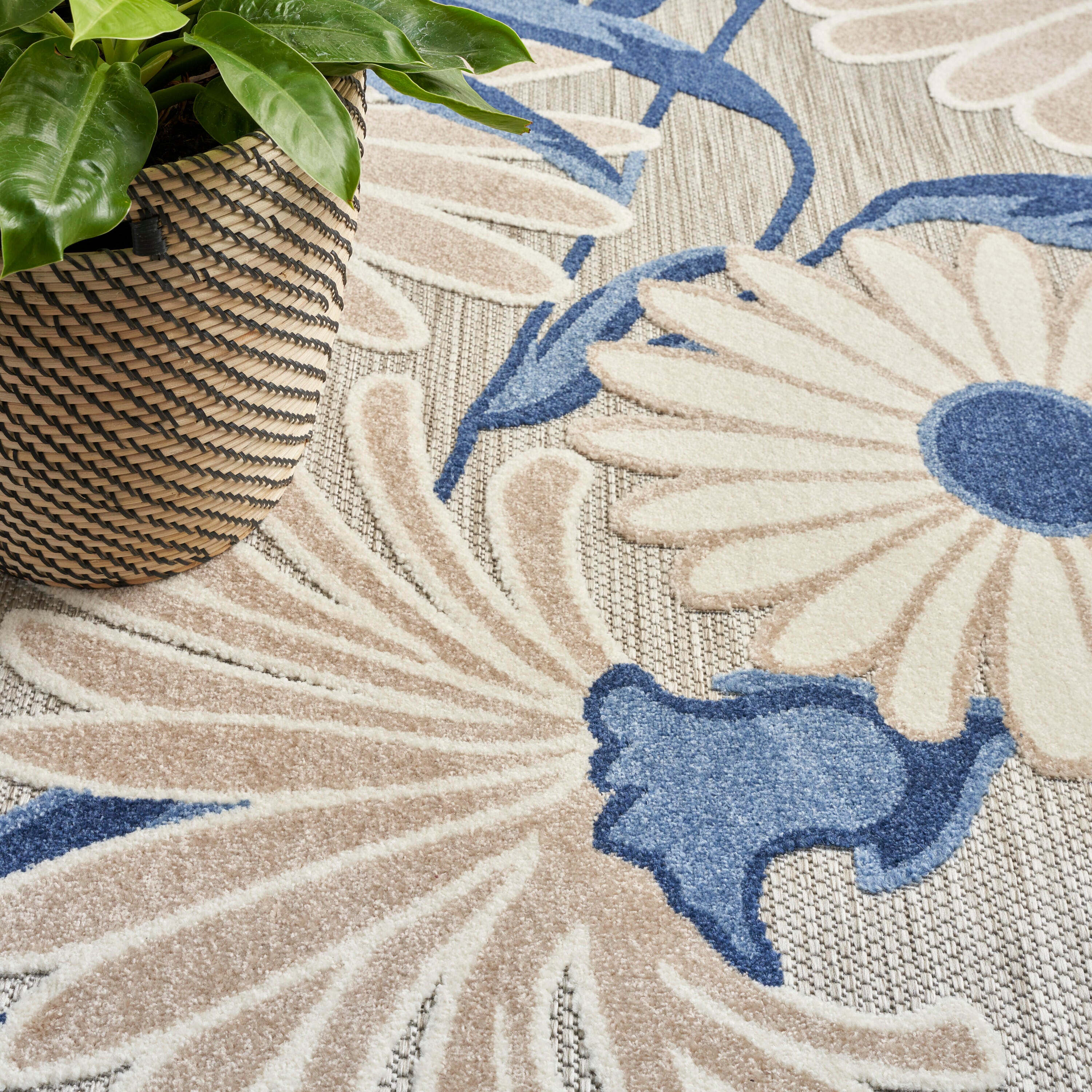 Nourison Home Splash 7'10" X 10 Daisy Floral Area Rug, Blue/Gray, large