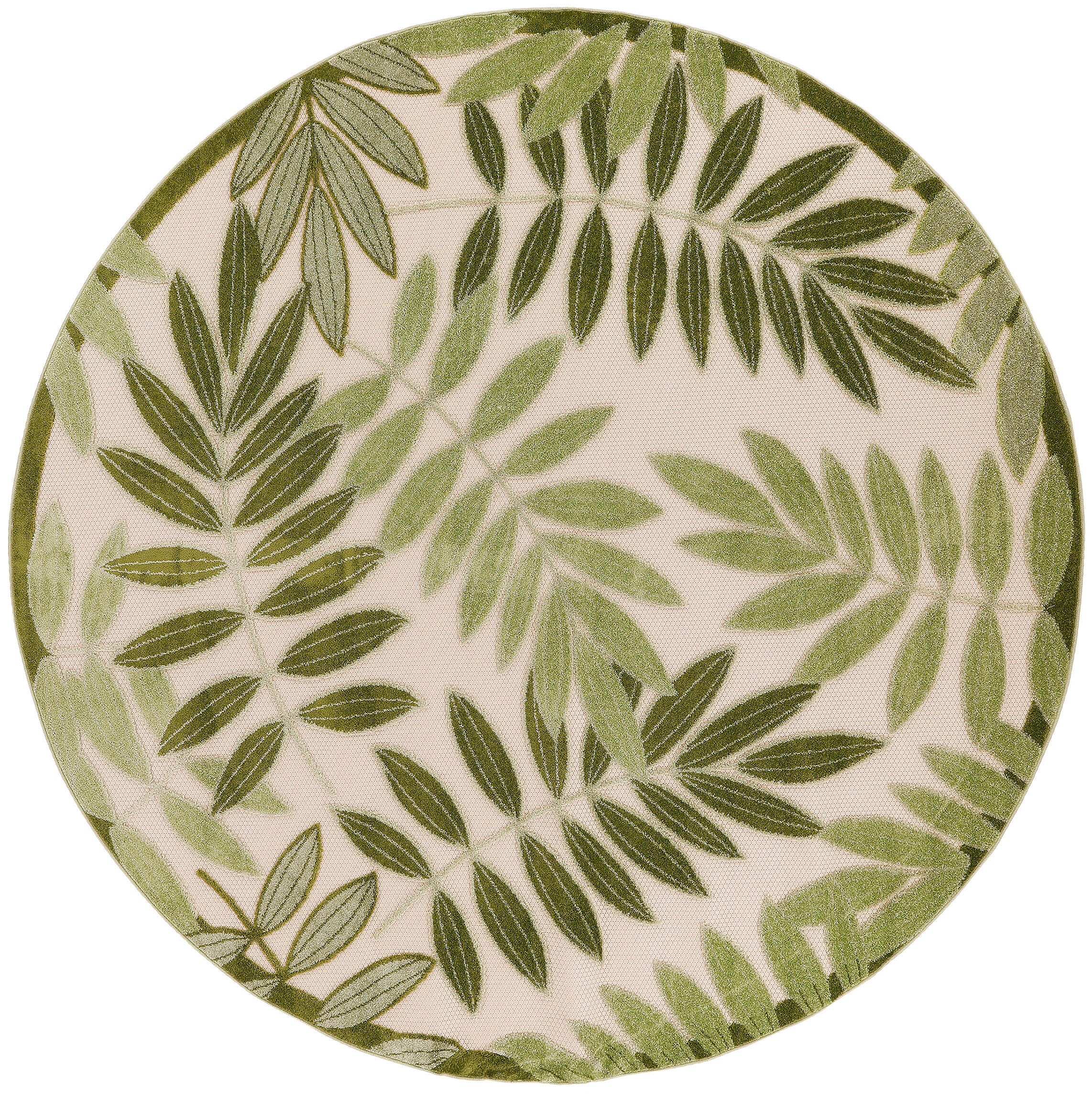 Nourison Home Splash 7'10" X Round Botanical Pattern Indoor/Outdoor Area Rug, Ivory/Green, large