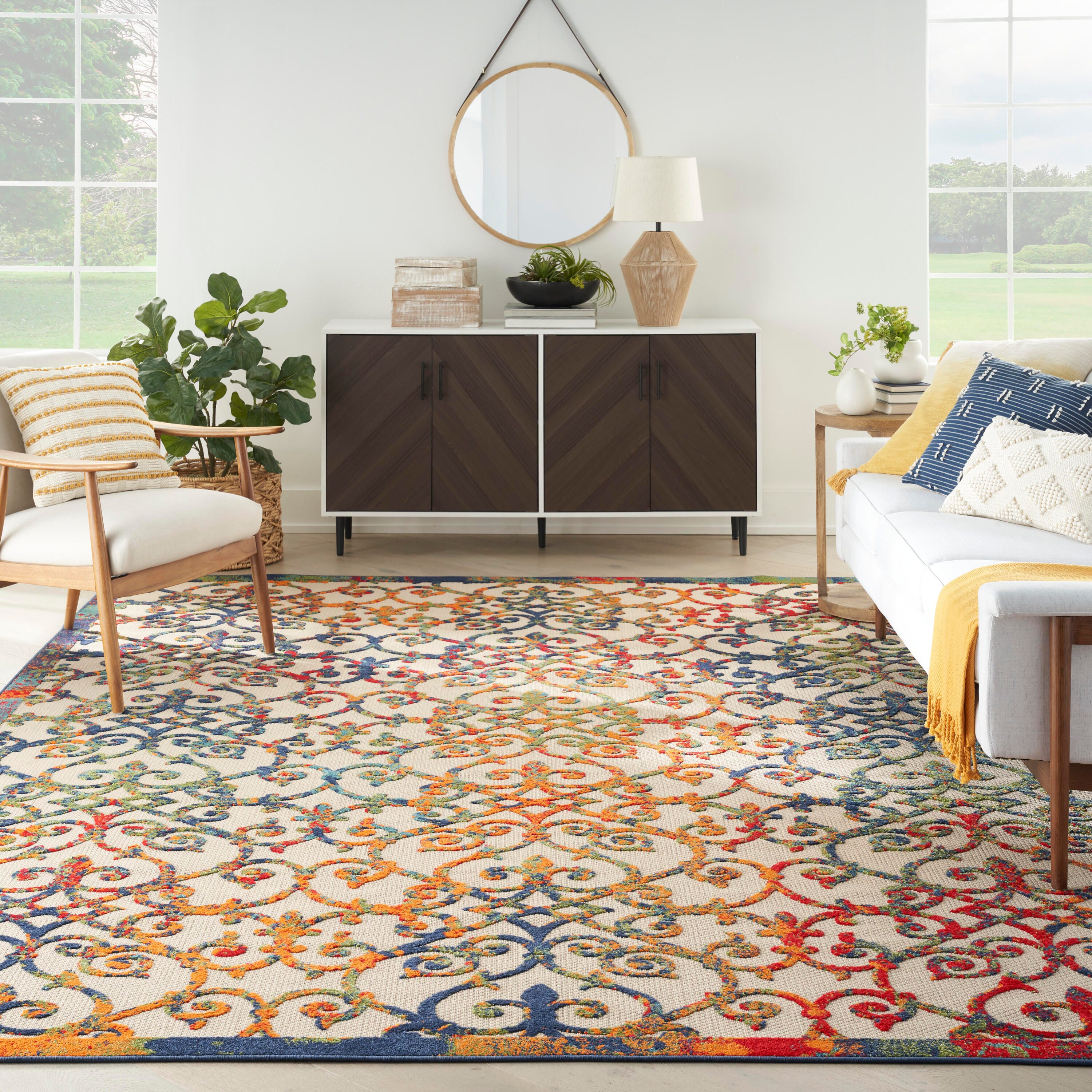 Nourison Home Splash 9' X 12' Geometric Area Rug, Ivory/Blue, large