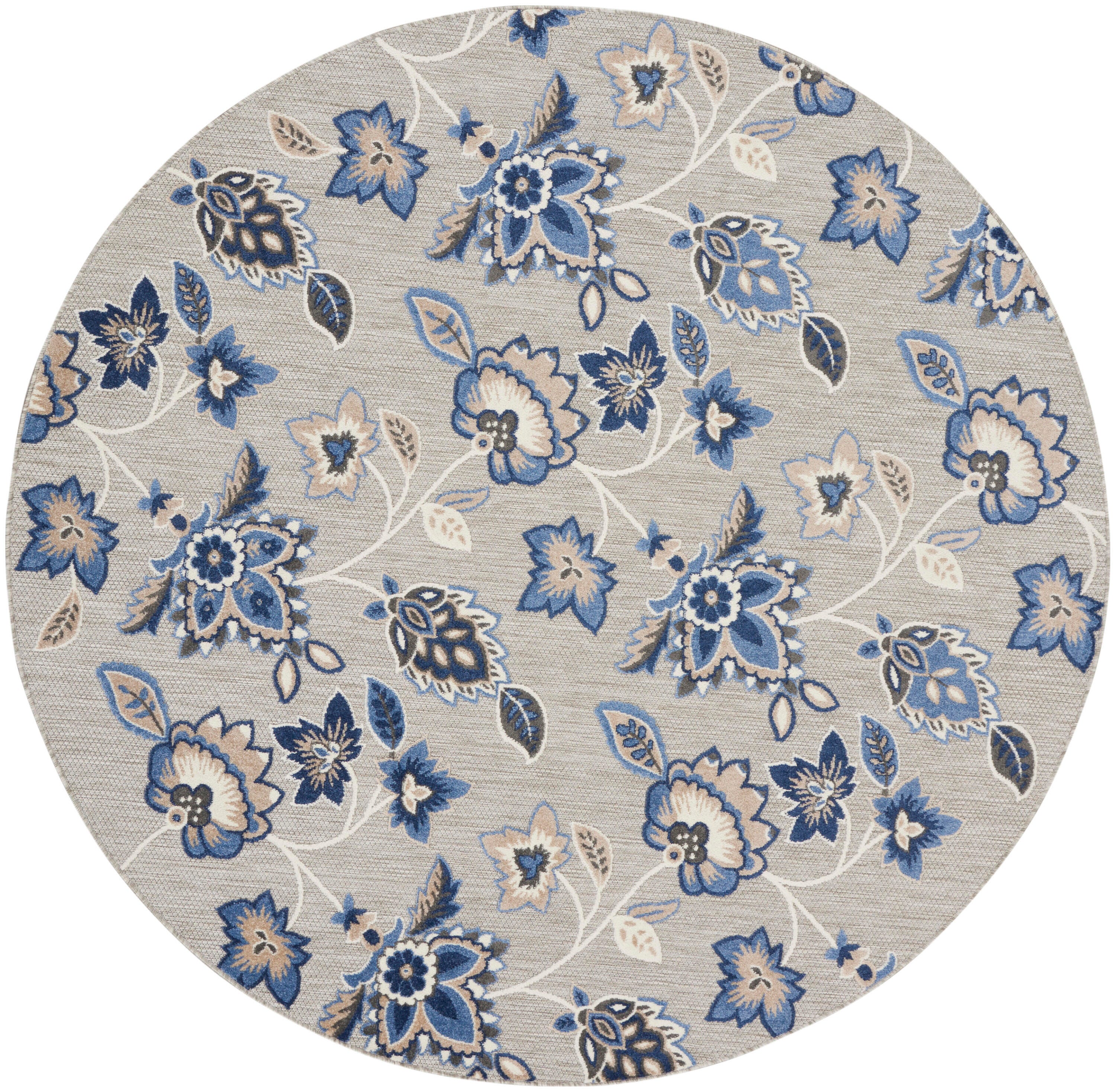Nourison Home Splash 7'10"X Round Floral Area Rug, Blue/Gray, large