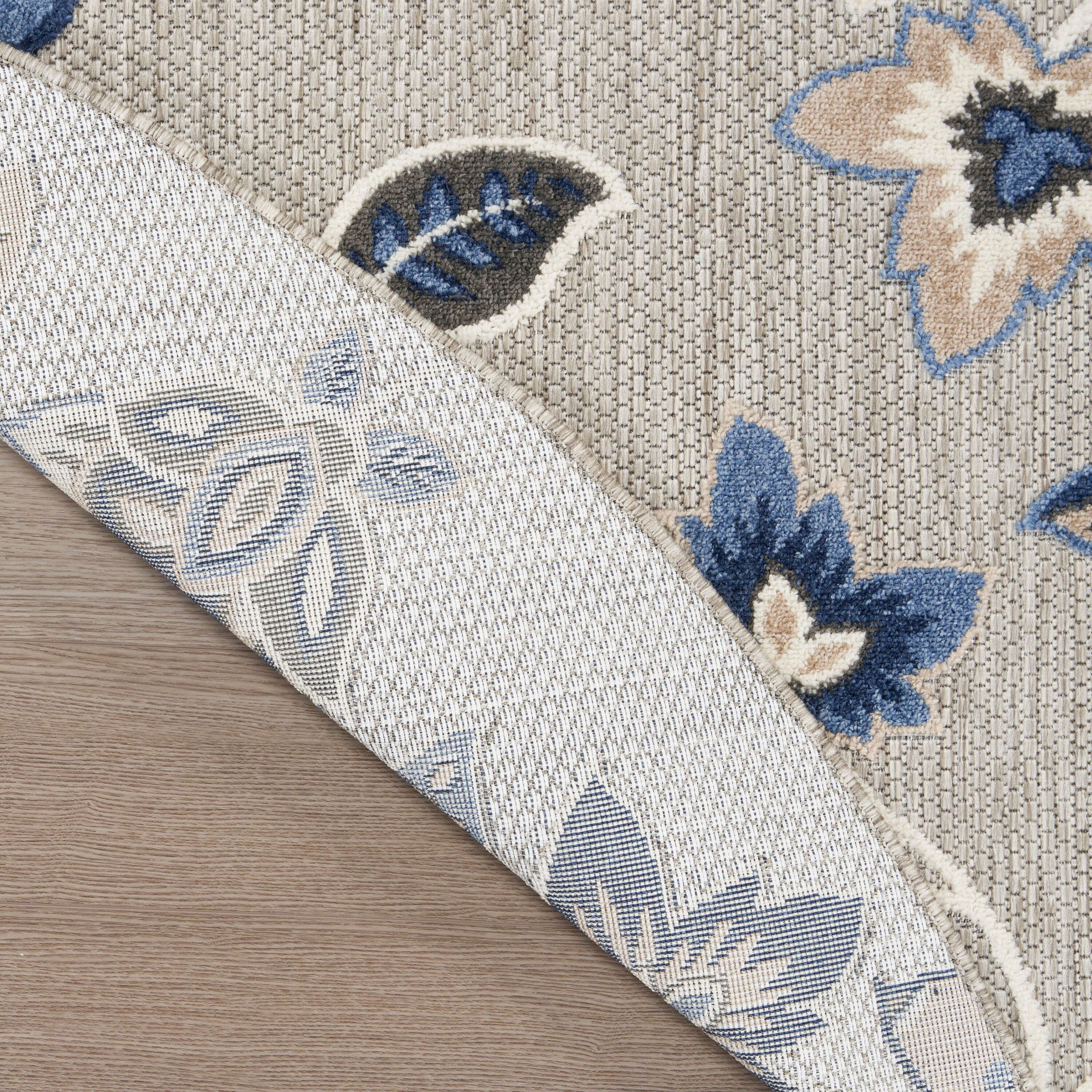 Nourison Home Splash 7'10"X Round Floral Area Rug, Blue/Gray, large