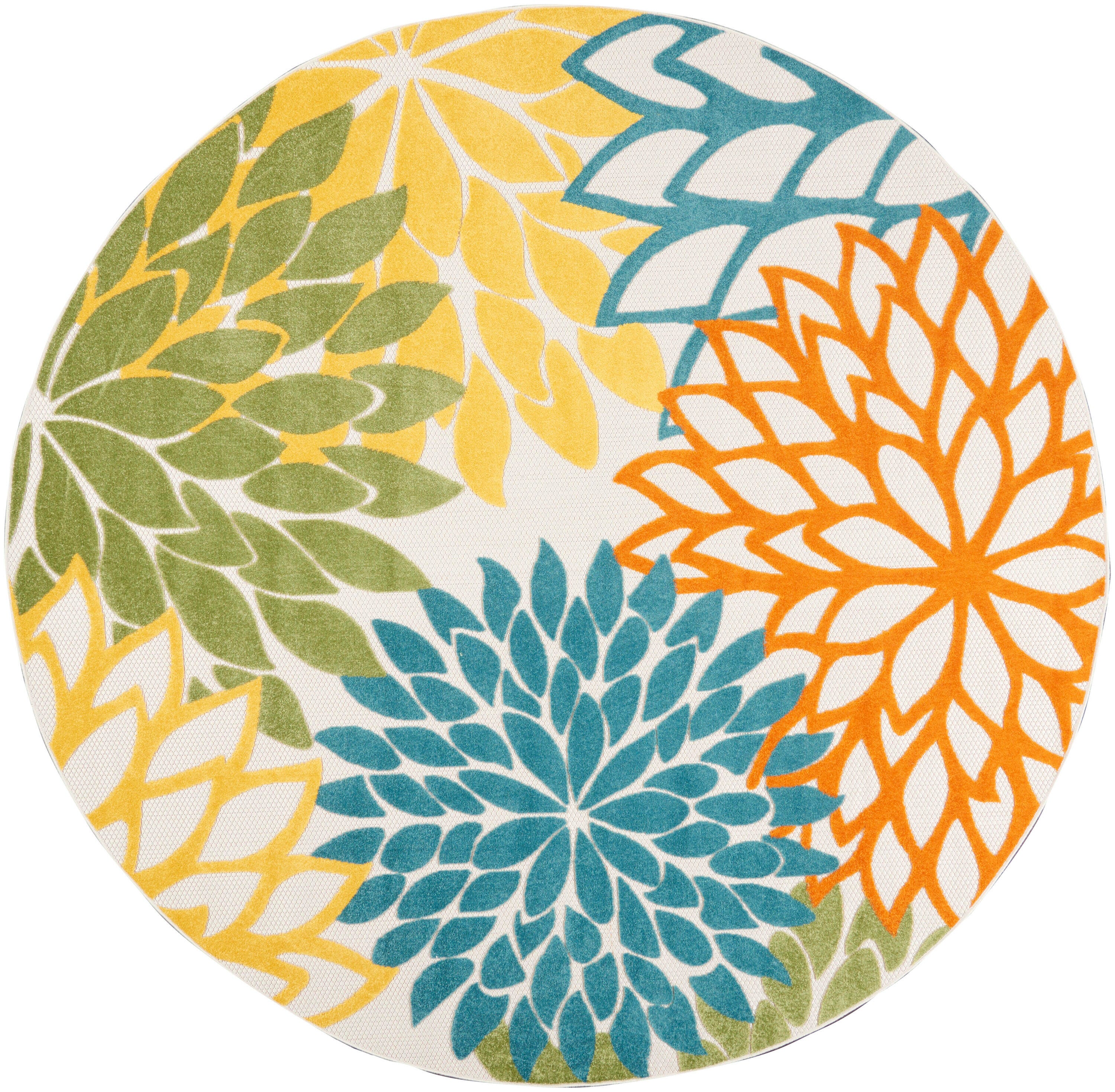Nourison Home Splash 7'10" X Round Dahlia Floral Area Rug, Turquoise/Multi, large