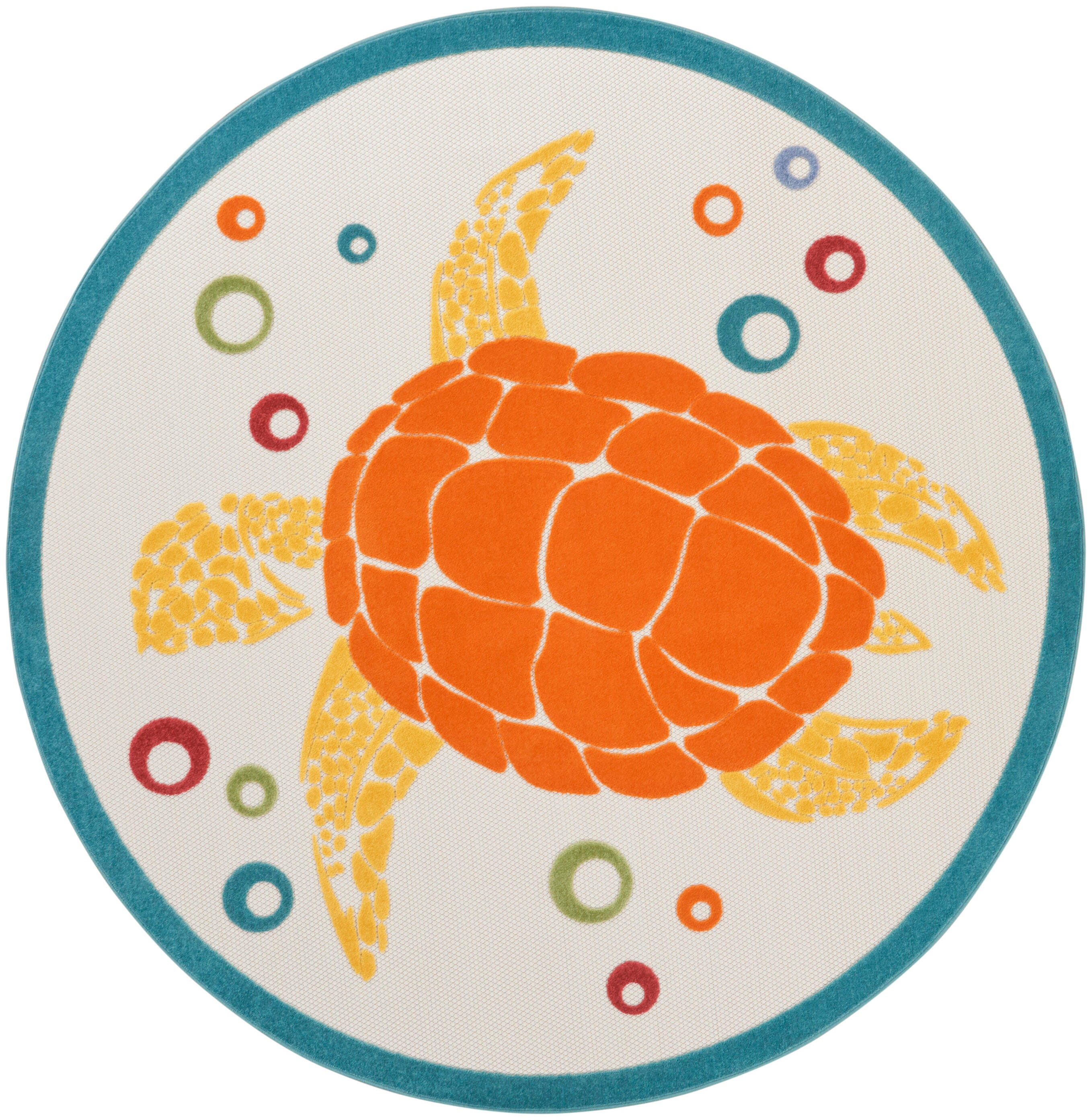 Nourison Home Splash 7'10"X Round Motif Area Rug, Teal/Multi, large