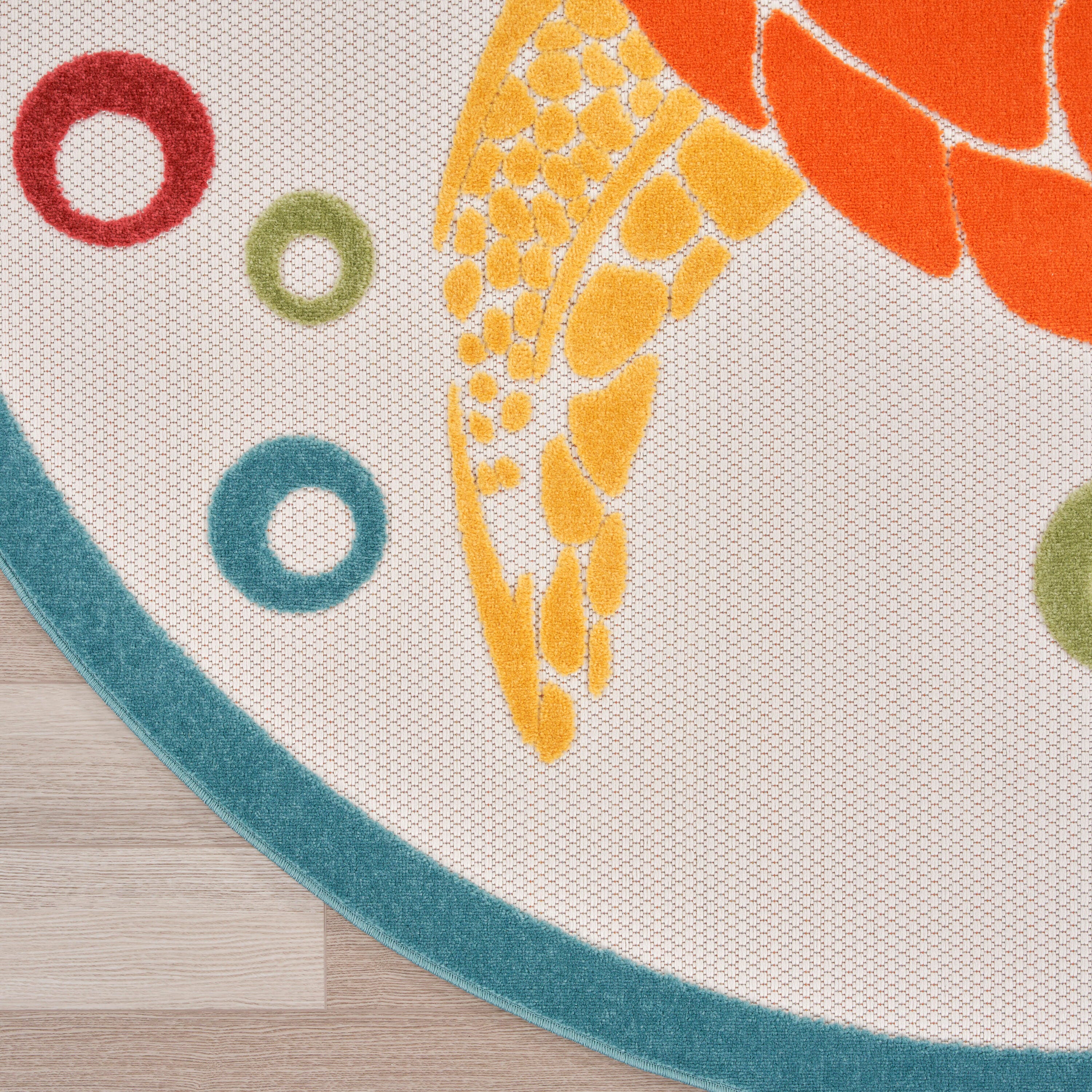 Nourison Home Splash 7'10"X Round Motif Area Rug, Teal/Multi, large