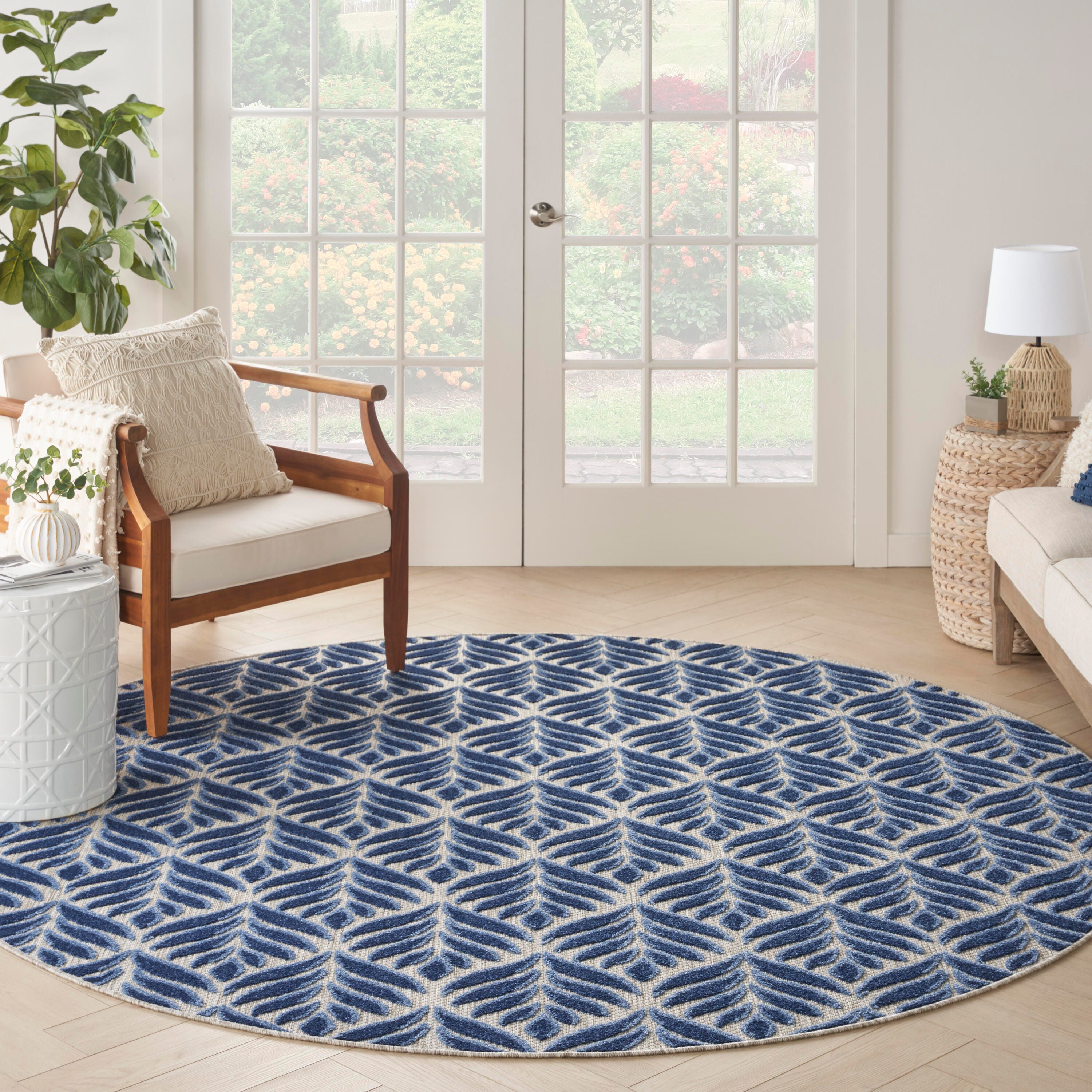 Nourison Home Splash 7'10"X Round Texture Area Rug, Blue, large