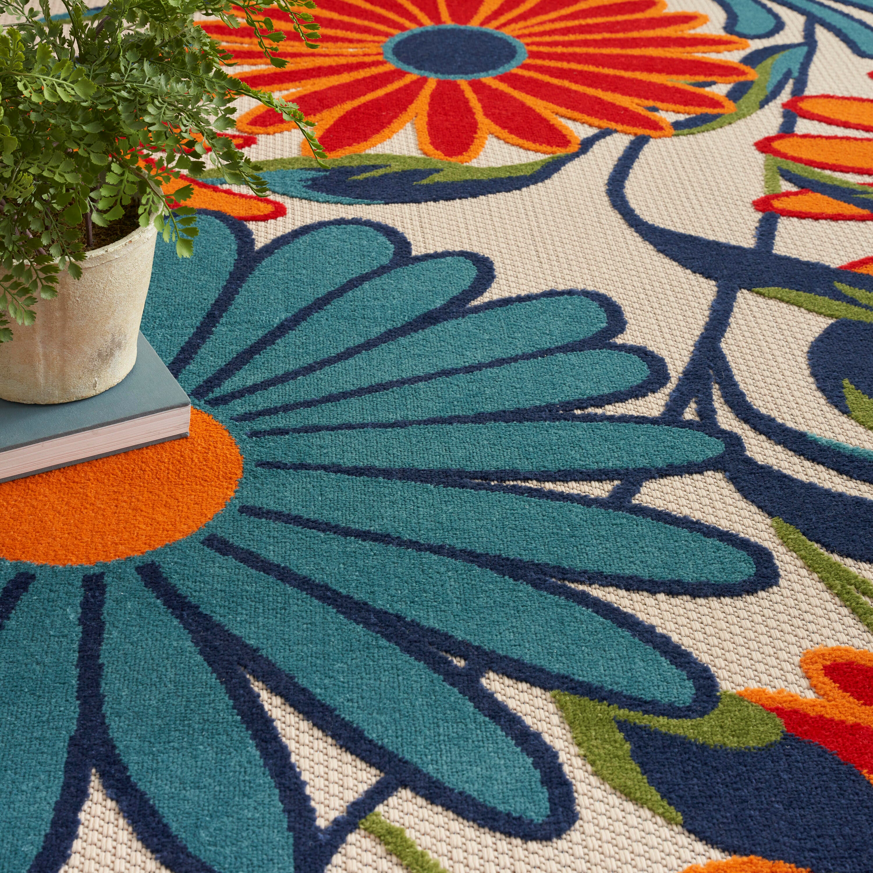 Nourison Home Splash 7'10" X 10 Daisy Floral Area Rug, Multi, large