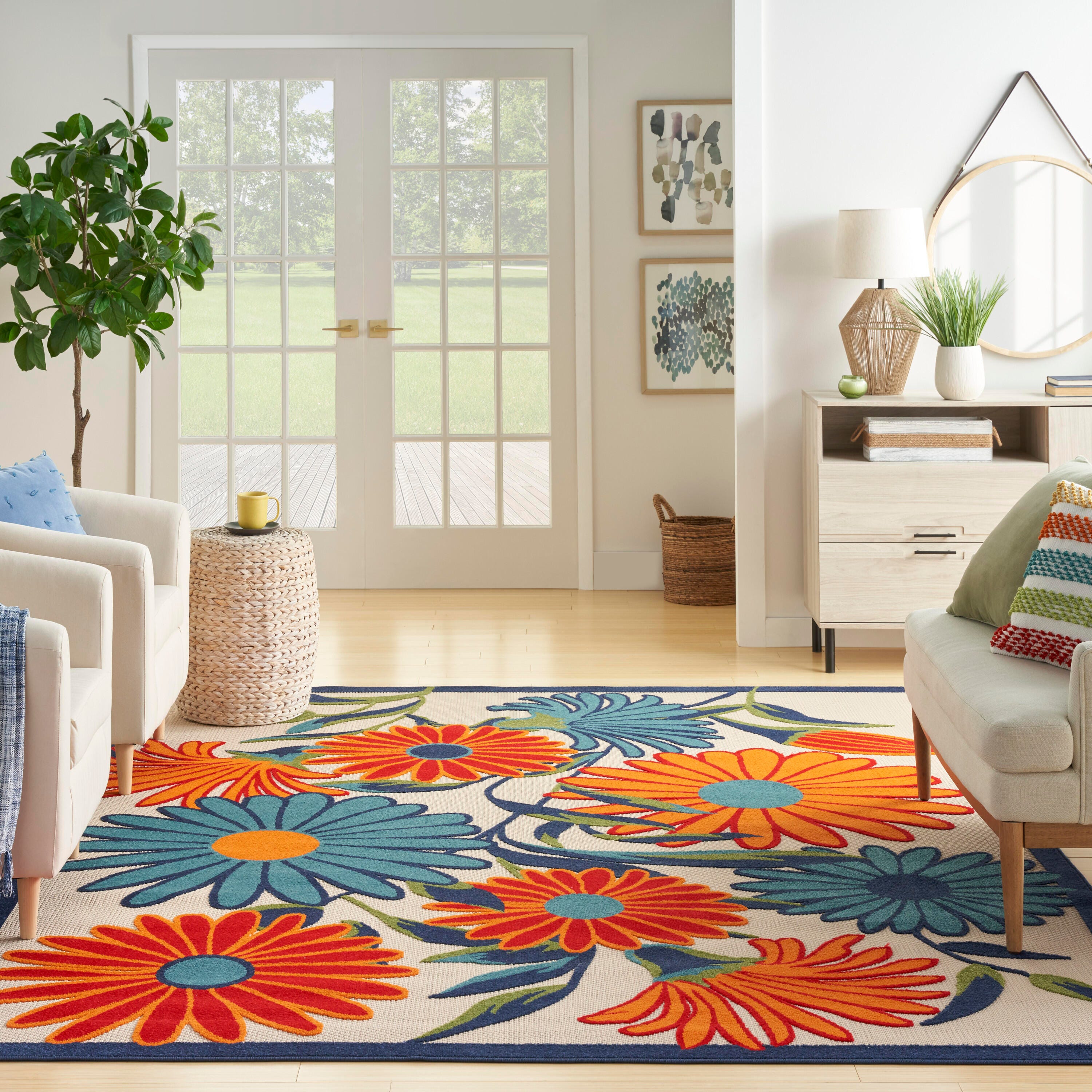 Nourison Home Splash 7'10" X 10 Daisy Floral Area Rug, Multi, large