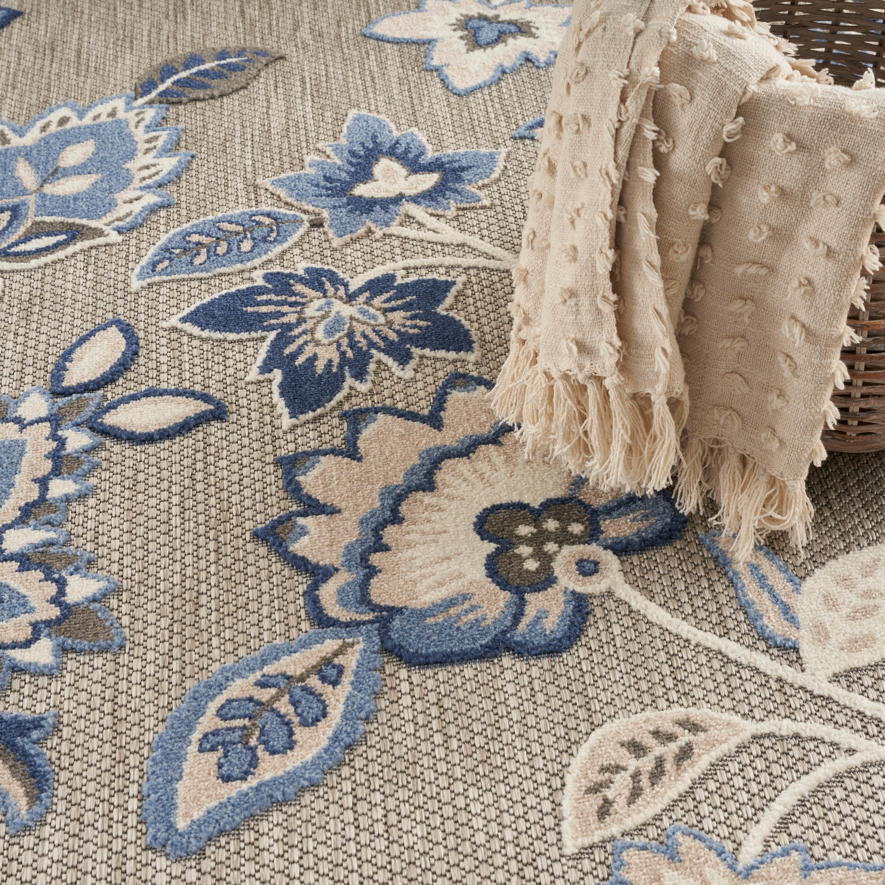 Nourison Home Splash 9' X 12' Floral Area Rug, Blue/Gray, large